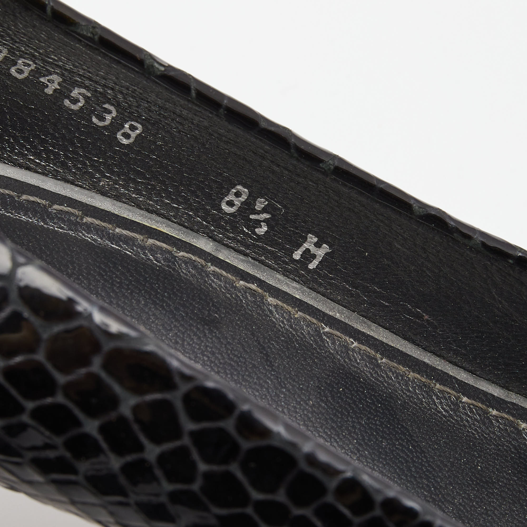 Stuart Weitzman Black Python Embossed Leather Peep Toe Platform Pumps Size 39