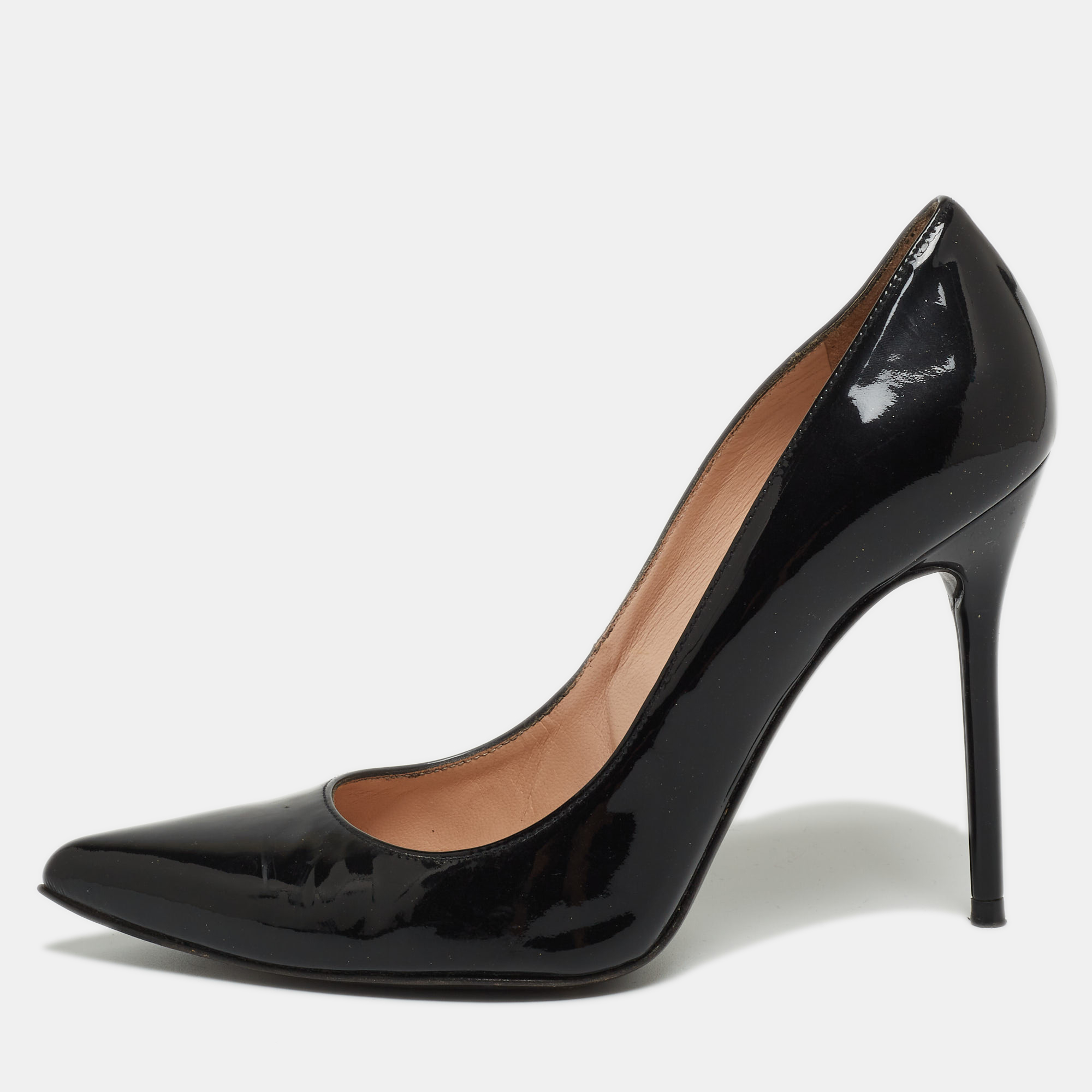 

Stuart Weitzman Black Patent Leather Heist Pointed Toe Pumps Size