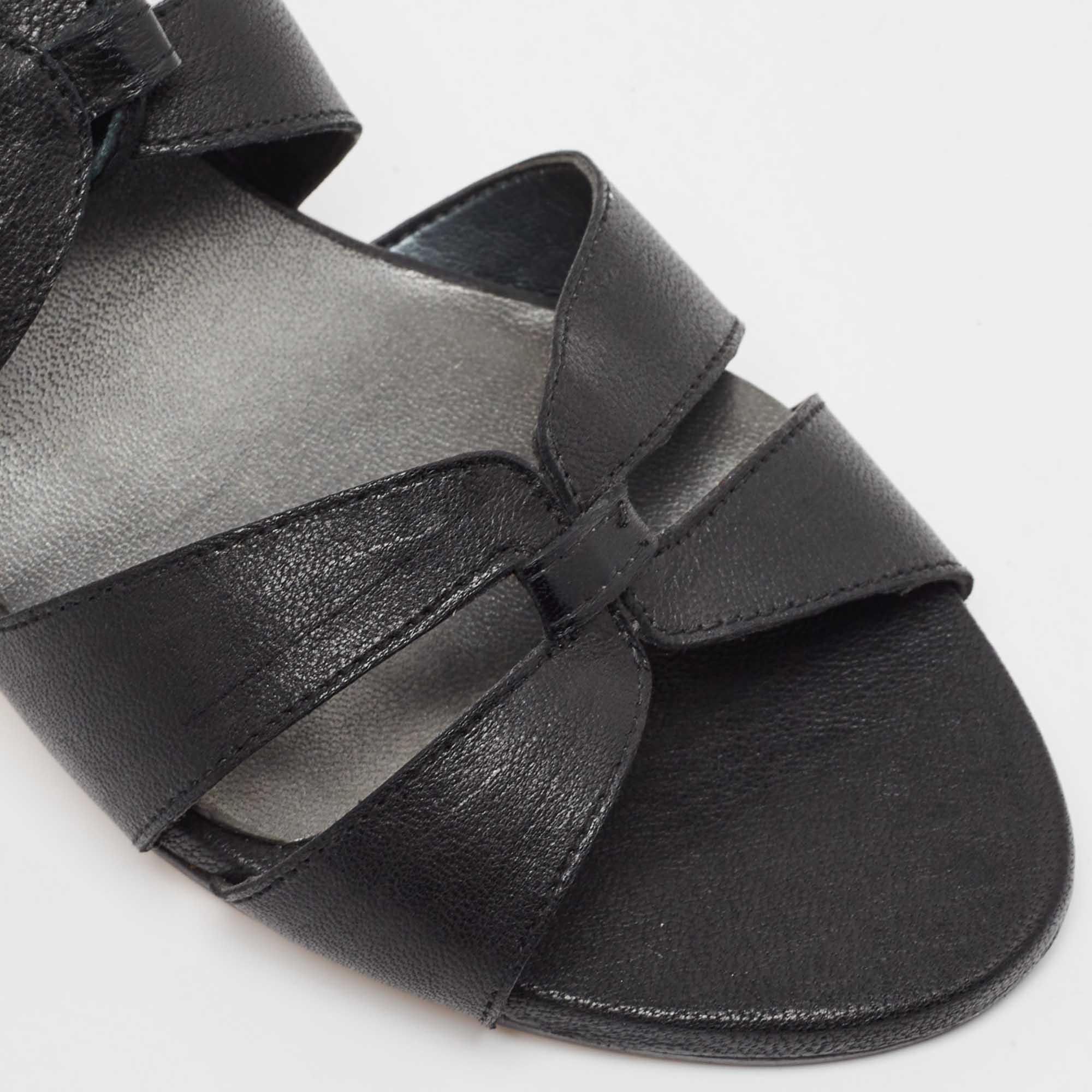 Stuart Weitzman Black Leather Grecian Gladiator Sandals Size 40
