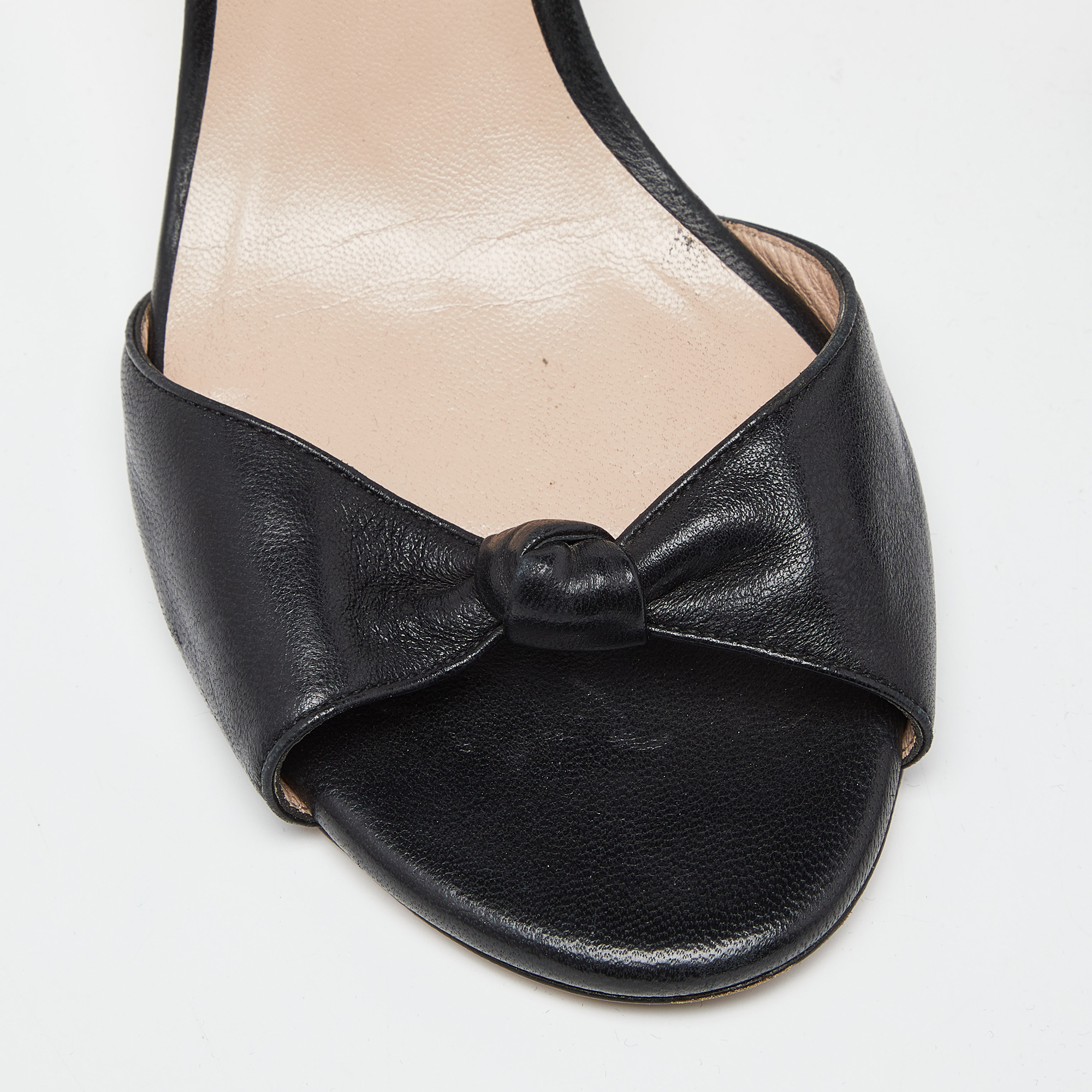 Stuart Weitzman Black Leather Ankle Strap Sandals Size 38.5