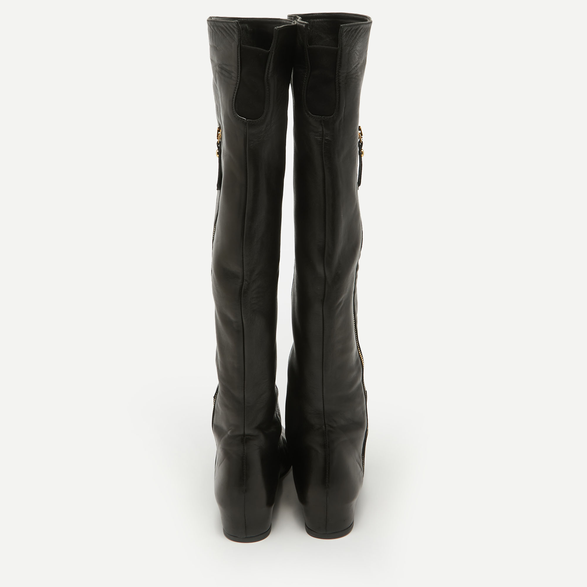 Stuart Weitzman Black Leather Knee Length Boots Size 36.5