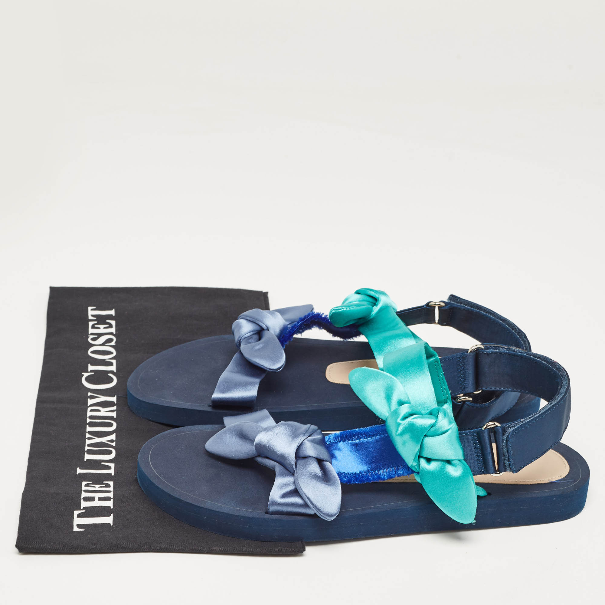 Stuart Weitzman Multicolor Satin Knot Slingback Slide Sandals Size 38.5