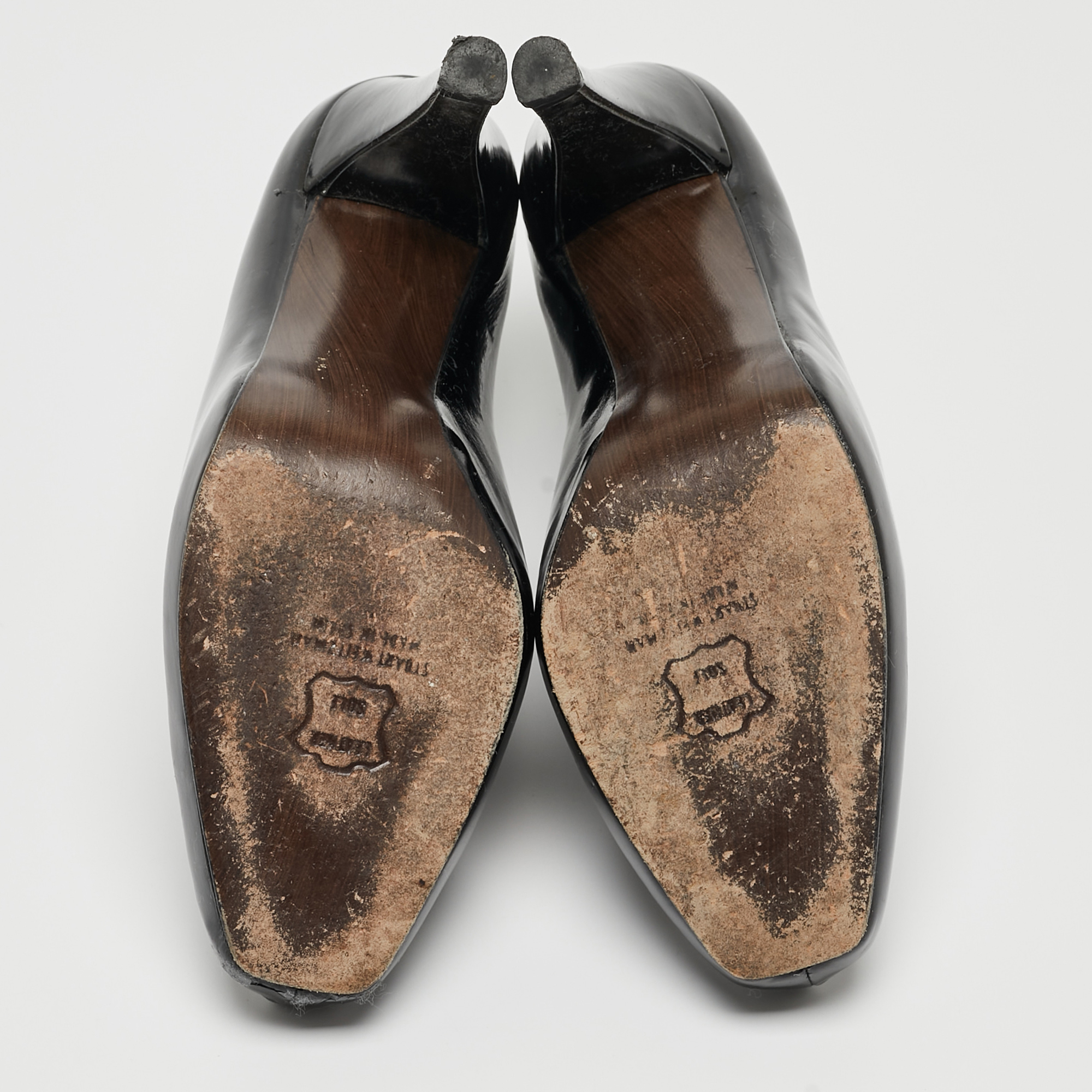 Stuart Weitzman Black Patent Leather Loafer Pumps Size 39