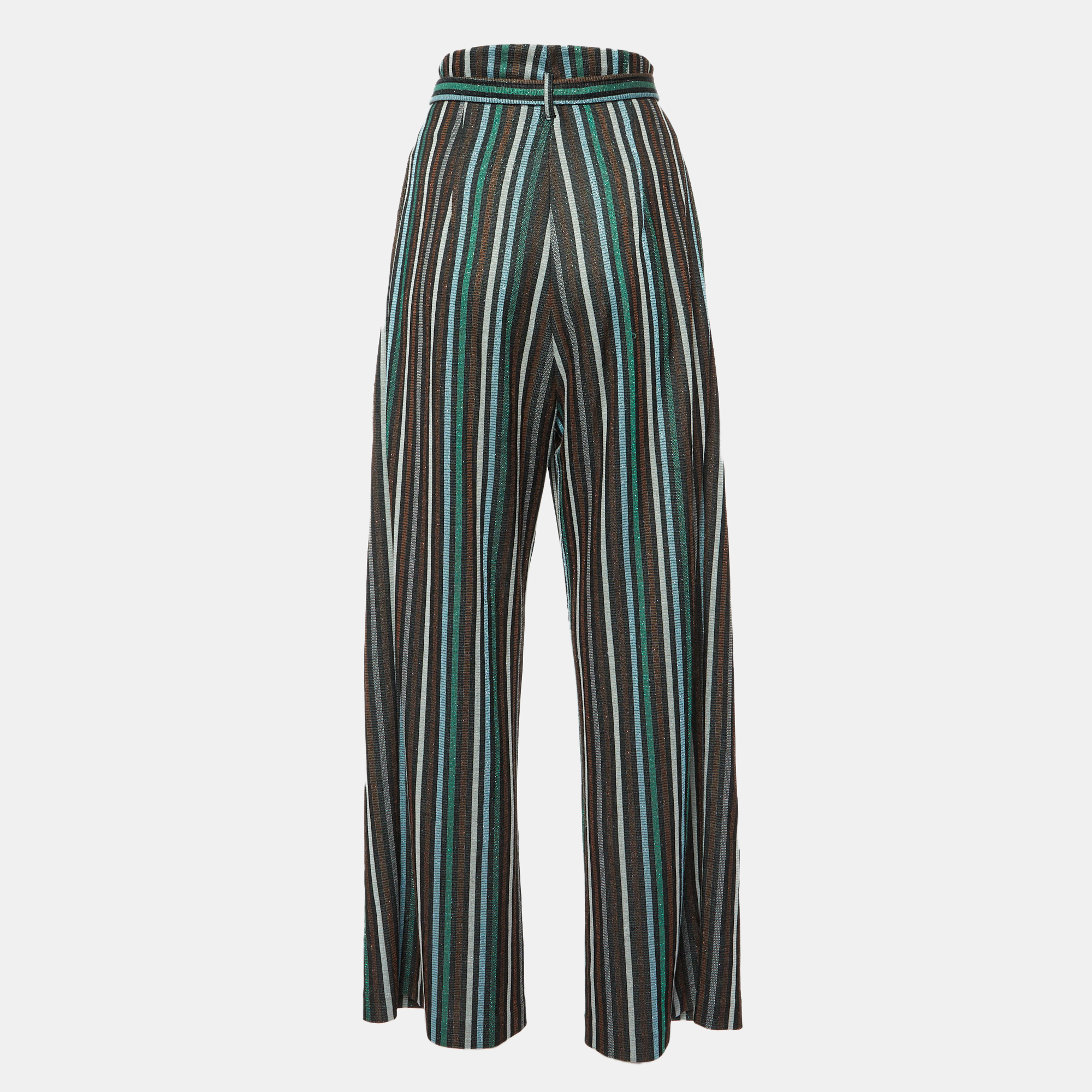 Suoli Multicolor Lurex Knit Belted Trousers S