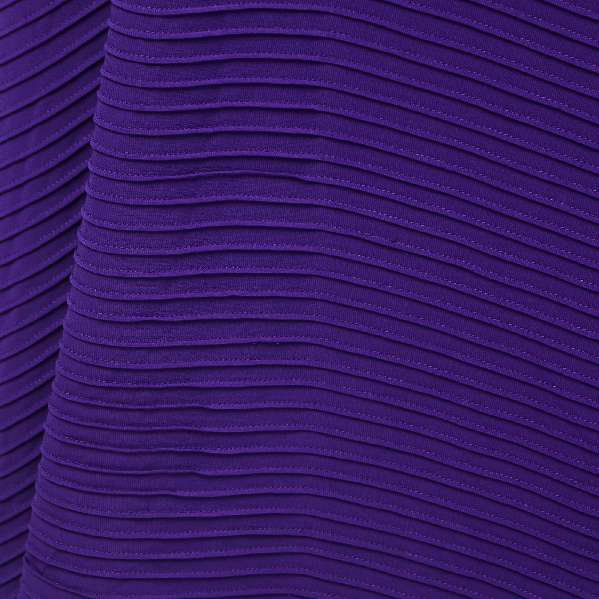 Tadashi Shoji Purple Pin-Tucked Jersey Jovian Strapless Sequins Gown L
