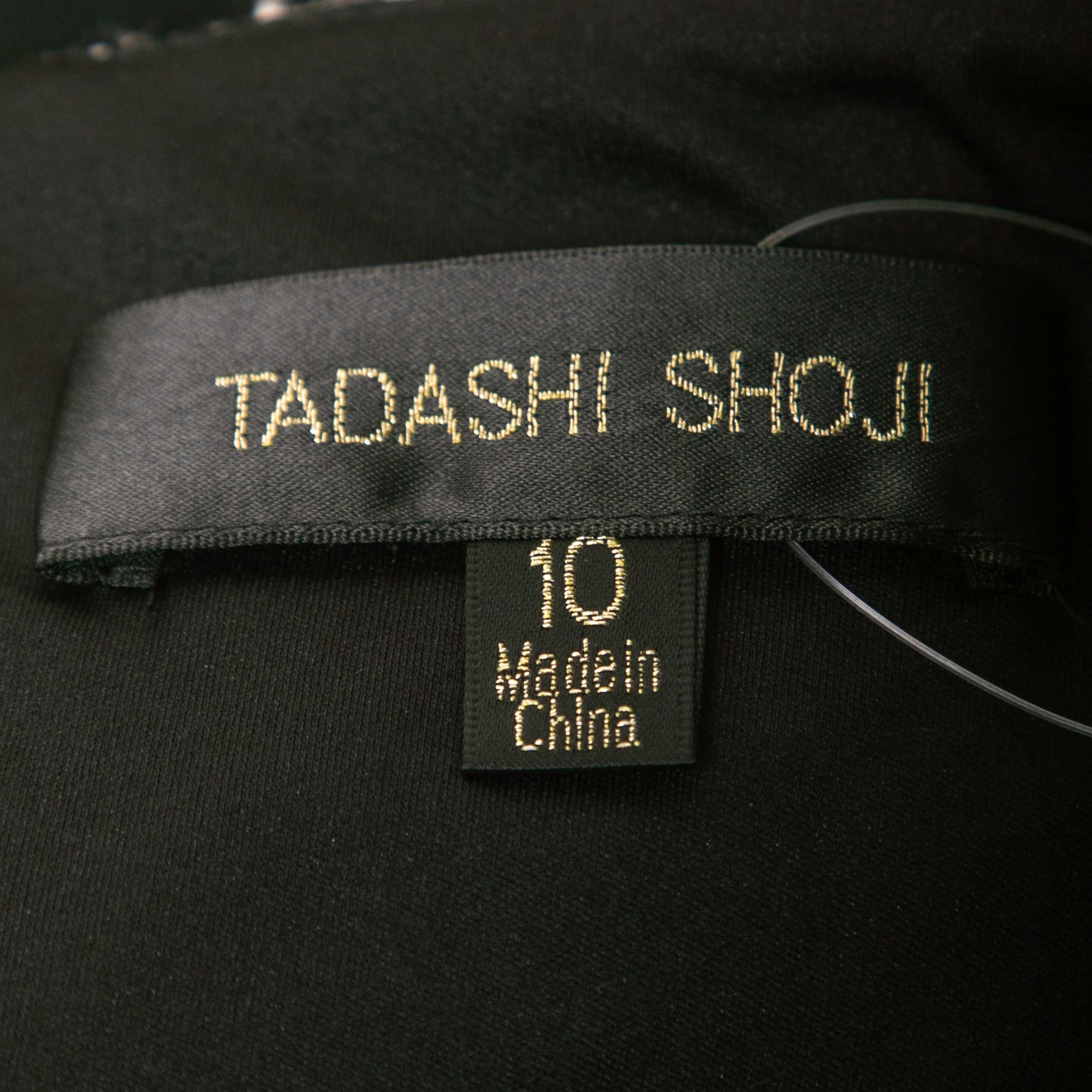 Tadashi Shoji Monochrome Floral Embroidered Marissa Gown L