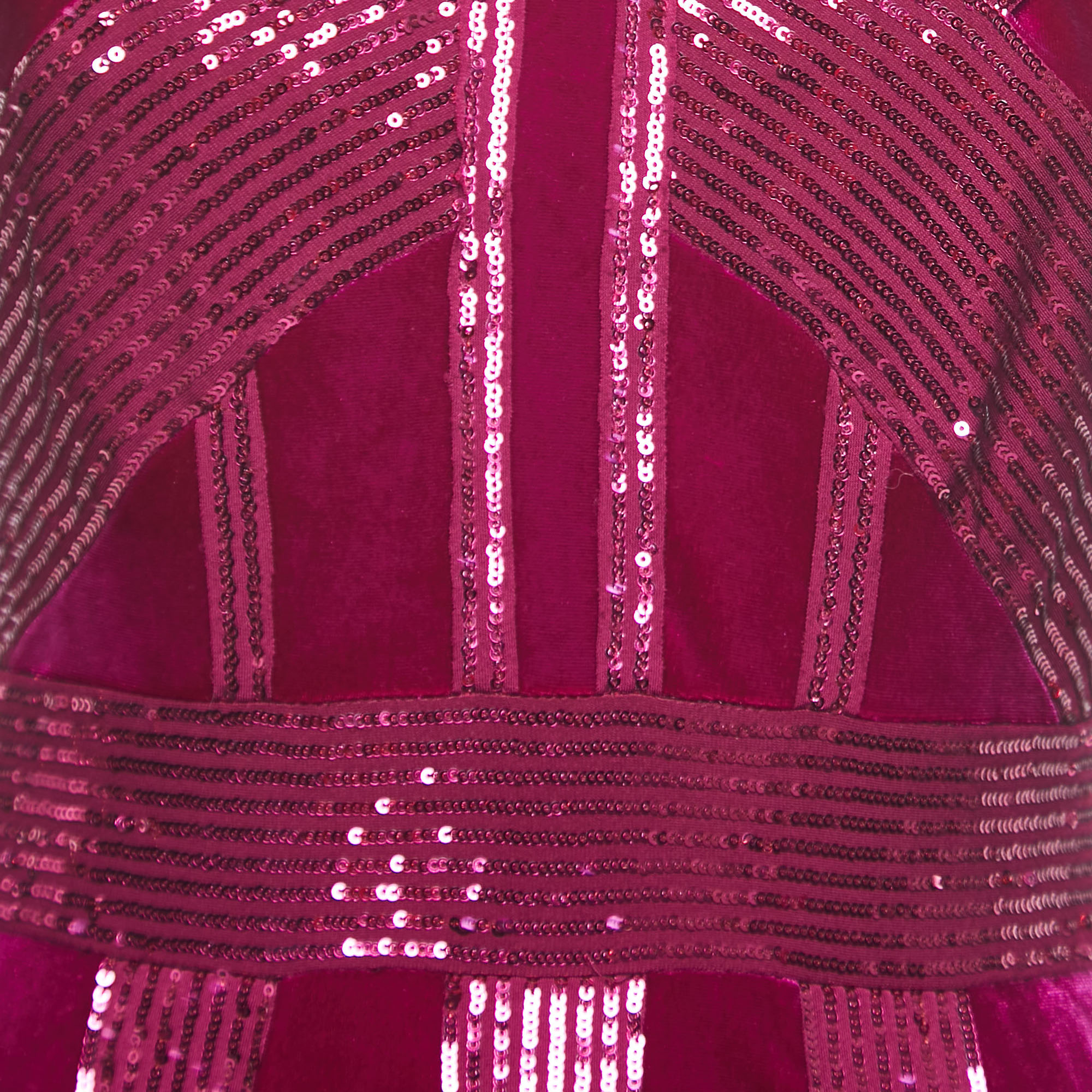 Tadashi Shoji Magenta Pink Velvet And Sequin Rhea Gown S