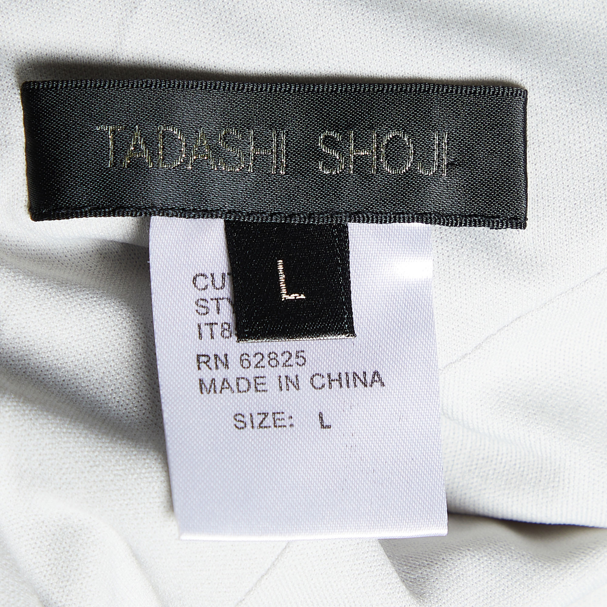 Tadashi Shoji Silver Knit Draped One  Shoulder Gown L