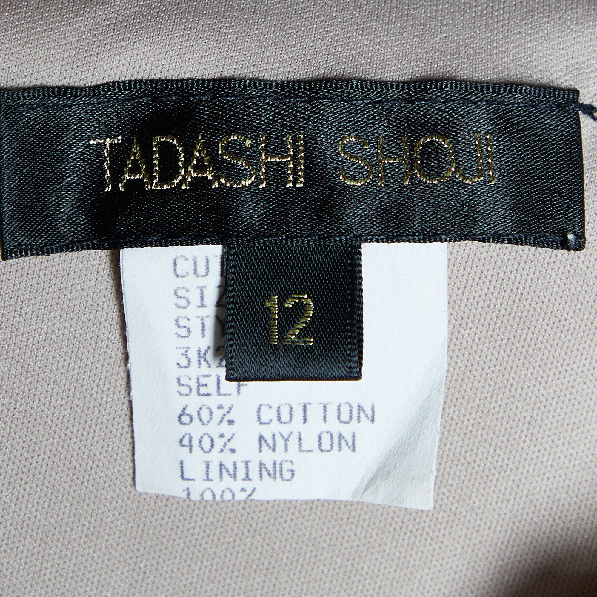 Tadashi Shoji Beige Floral Lace One Shoulder Belted Gown L