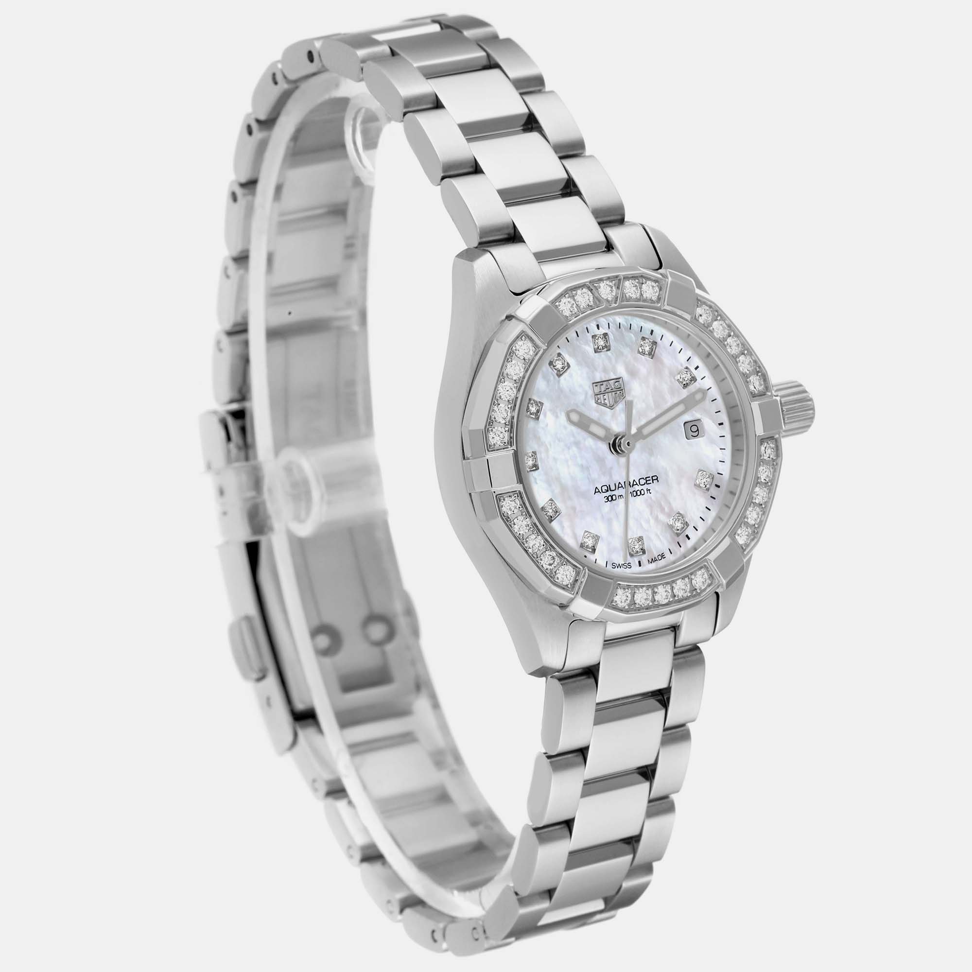 Tag Heuer Mother Of Pearl Stainless Steel Aquaracer WBD1415 Quartz Women's Wristwatch 27 Mm