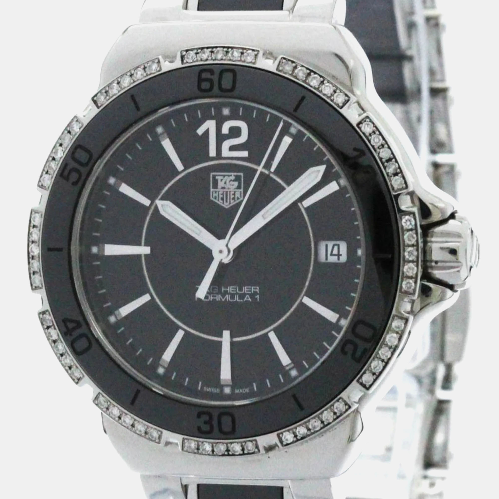 Tag heuer black stainless steel ceramic formula 1 quartz women's wristwatch 34 mm