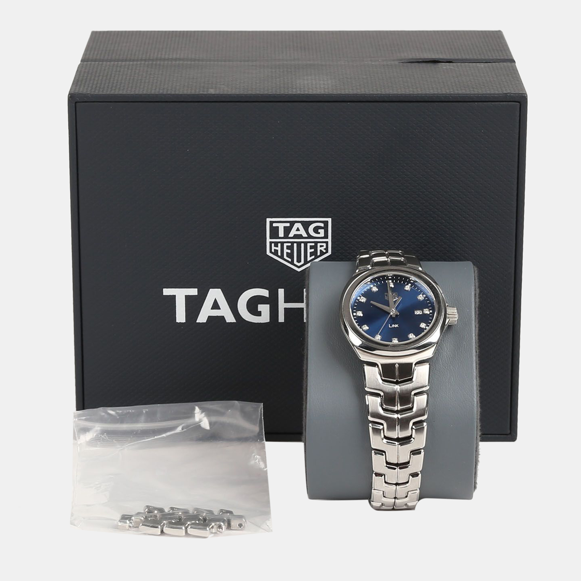 Tag Heuer Blue Stainless Steel Diamond Link WBC1318 Quartz Women's Wristwatch 32 Mm