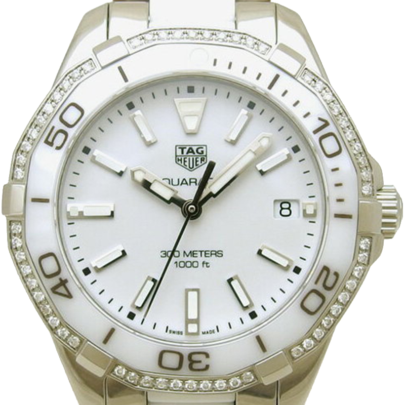 Tag Heuer White Ceramic and Stainless Steel Diamond Aquaracer Women's Wristwatch
Tag Heuer White Ceramic and Stainless Steel Diamond Aquaracer Women's Wristwatch