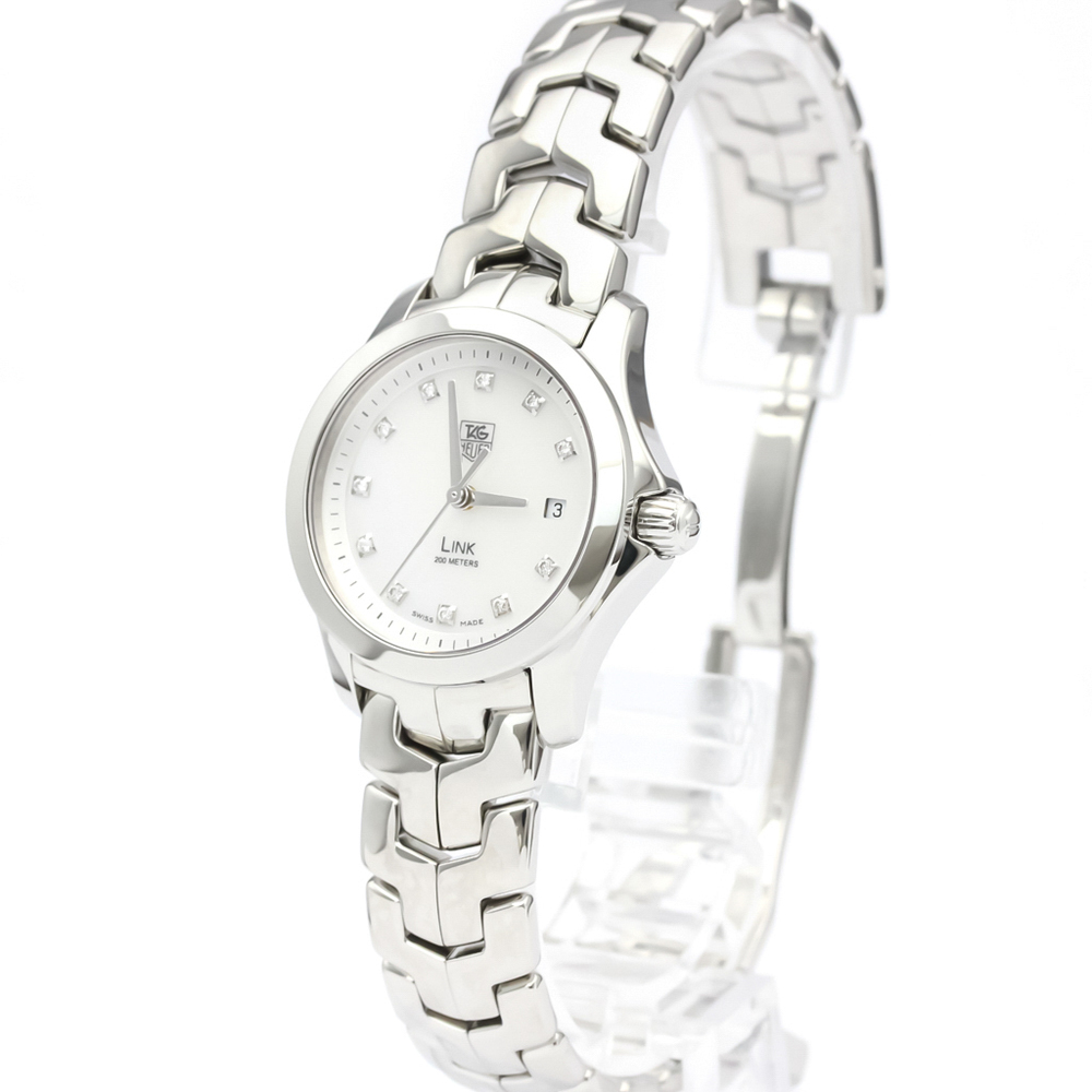 Tag Heuer MOP Diamonds Stainless Steel Link Quartz WJF1317 Quartz Women's Wristwatch 27 MM