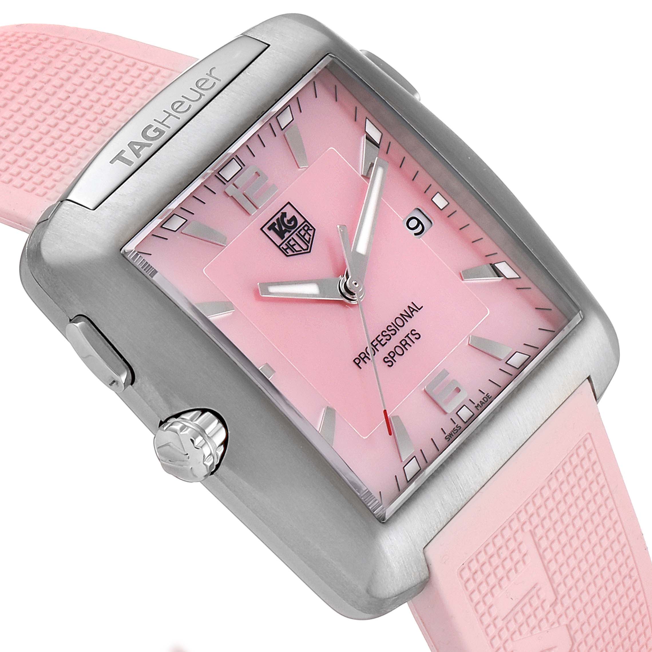 Tag Heuer Pink Mother of Pearl Stainless Steel Monaco Rubber WAE1114 Women's Wristwatch
Tag Heuer Pink Mother of Pearl Stainless Steel Monaco Rubber WAE1114 Women's Wristwatch