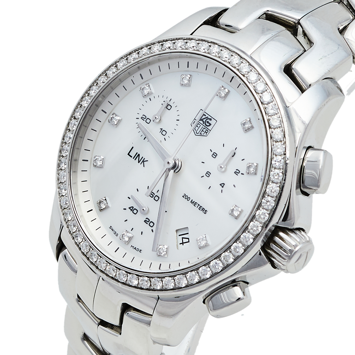 Tag Heuer Mother Of Pearl Stainless Steel Diamonds Link CJF1314.BA0580 Women's Wristwatch, White
Tag Heuer Mother Of Pearl Stainless Steel Diamonds Link CJF1314.BA0580 Women's Wristwatch, White