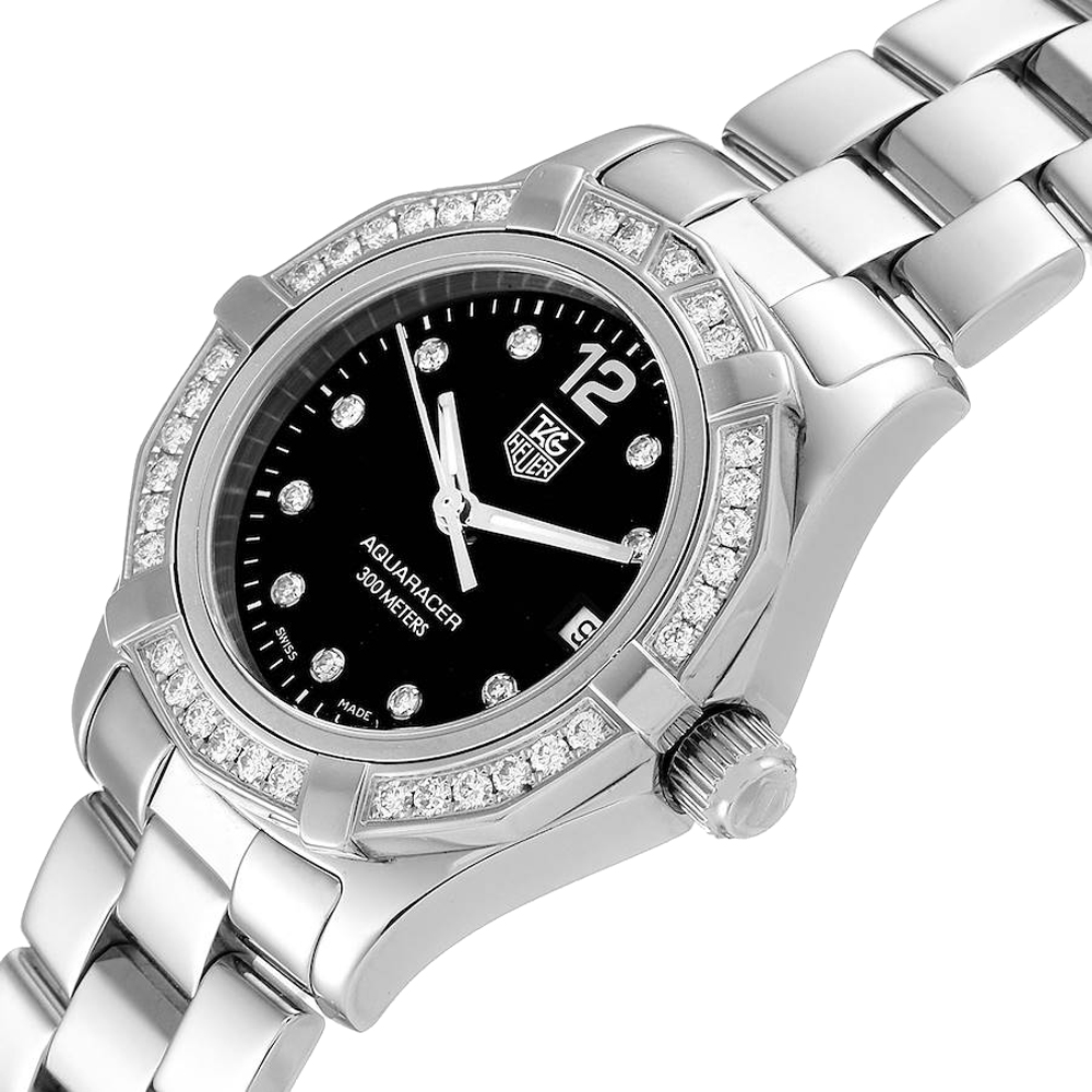 Tag Heuer Black Diamonds Stainless Steel Aquaracer WAF141D Women's Wristwatch 27 MM
Tag Heuer Black Diamonds Stainless Steel Aquaracer WAF141D Women's Wristwatch 27 MM
