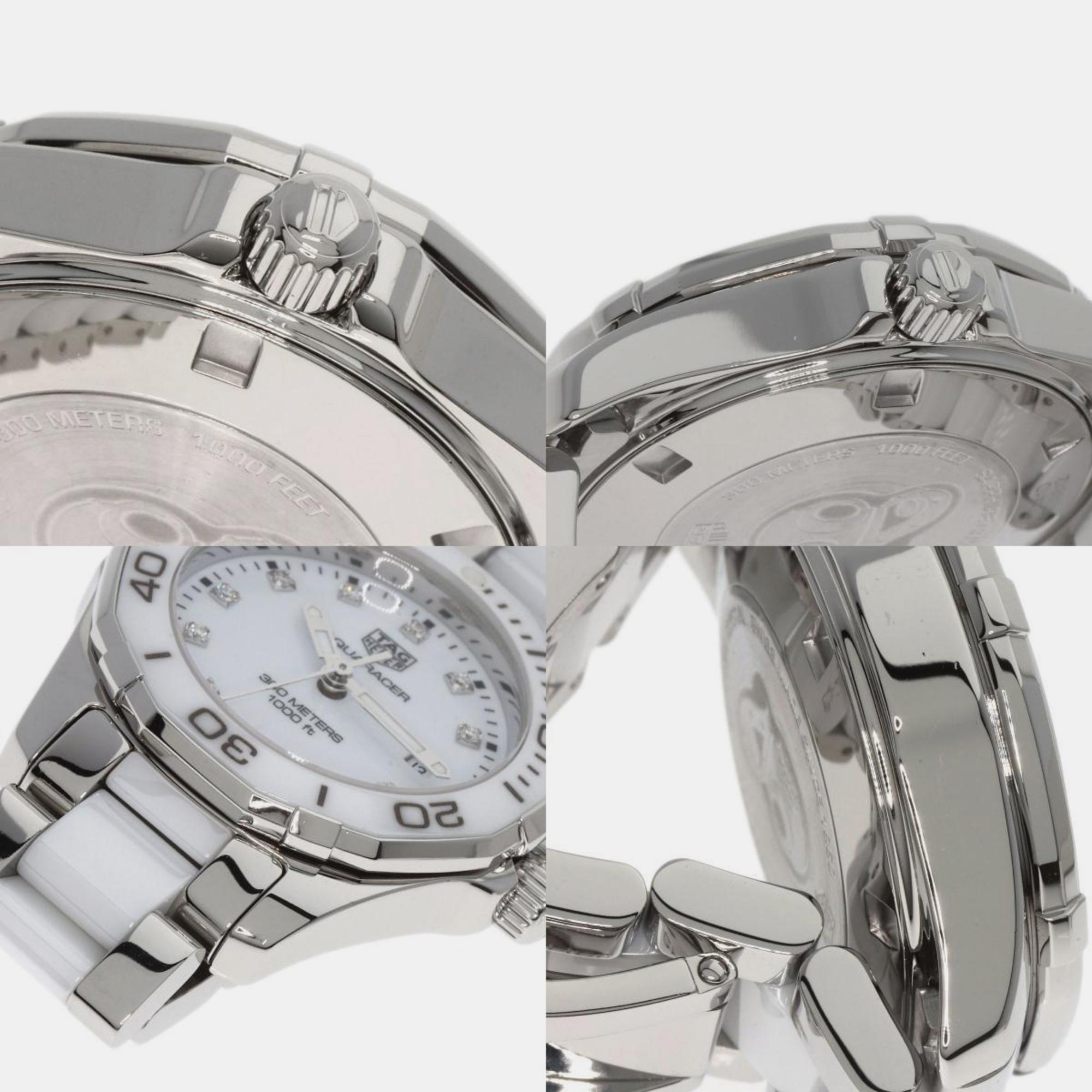 Tag Heuer White Stainless Steel Aquaracer WAY141D.BA0919 Quartz Women's Wristwatch 29 Mm