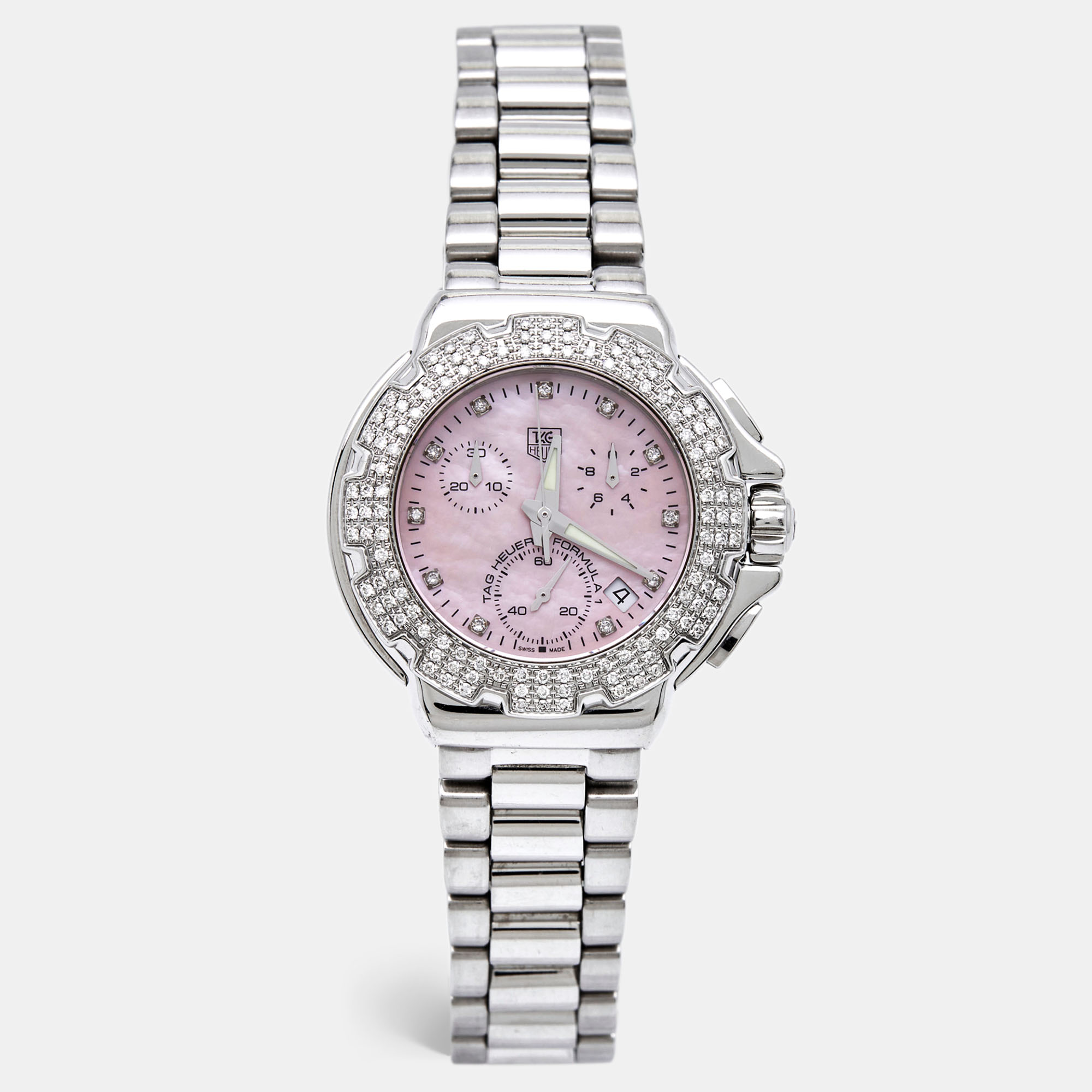 Tag Heuer Pink Mother Of Pearl Diamond Stainless Steel Formula 1 CAC1311.BA0852 Women's Wristwatch 37 Mm