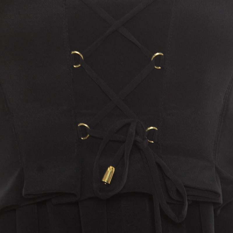 Temperley London Black Silk Criss Cross Detail Strapless Harem Jumpsuit S