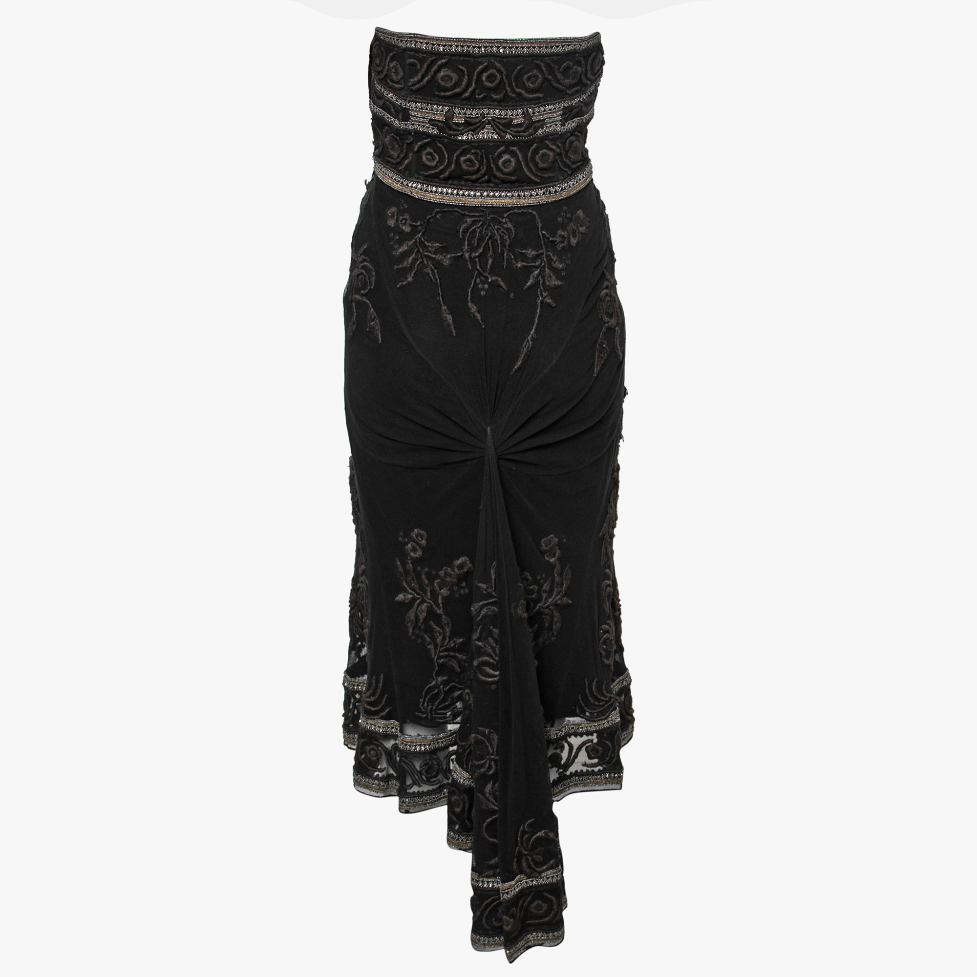

Temperley London Vintage Black Embroidered Beaded Tulle Strapless Dress