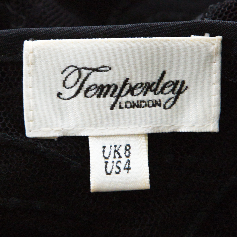 Temperley Black Silk Blend Embroidered Net Yoke Tunic S