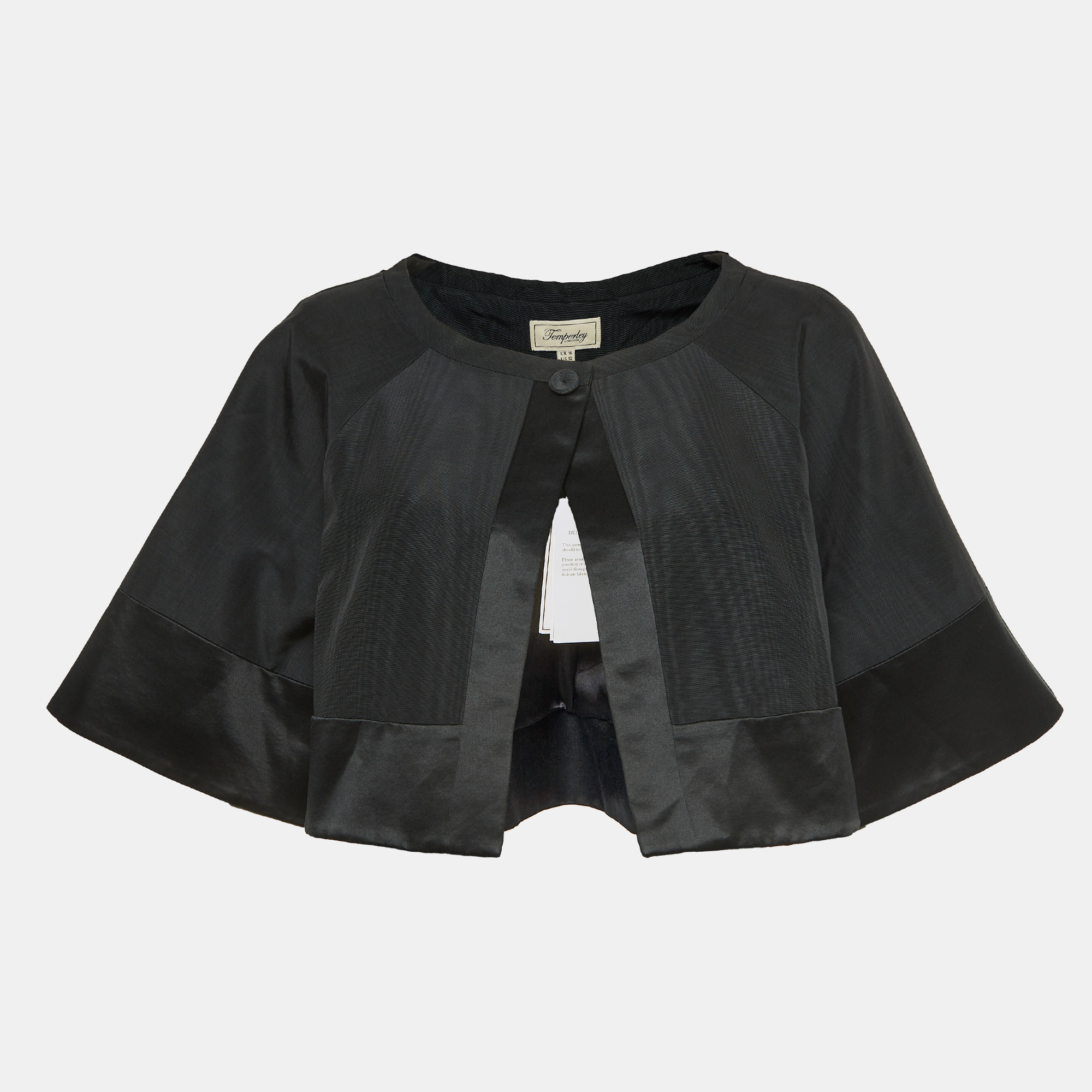 

Temperly London Black Silk-Blend Cropped Evening Jacket