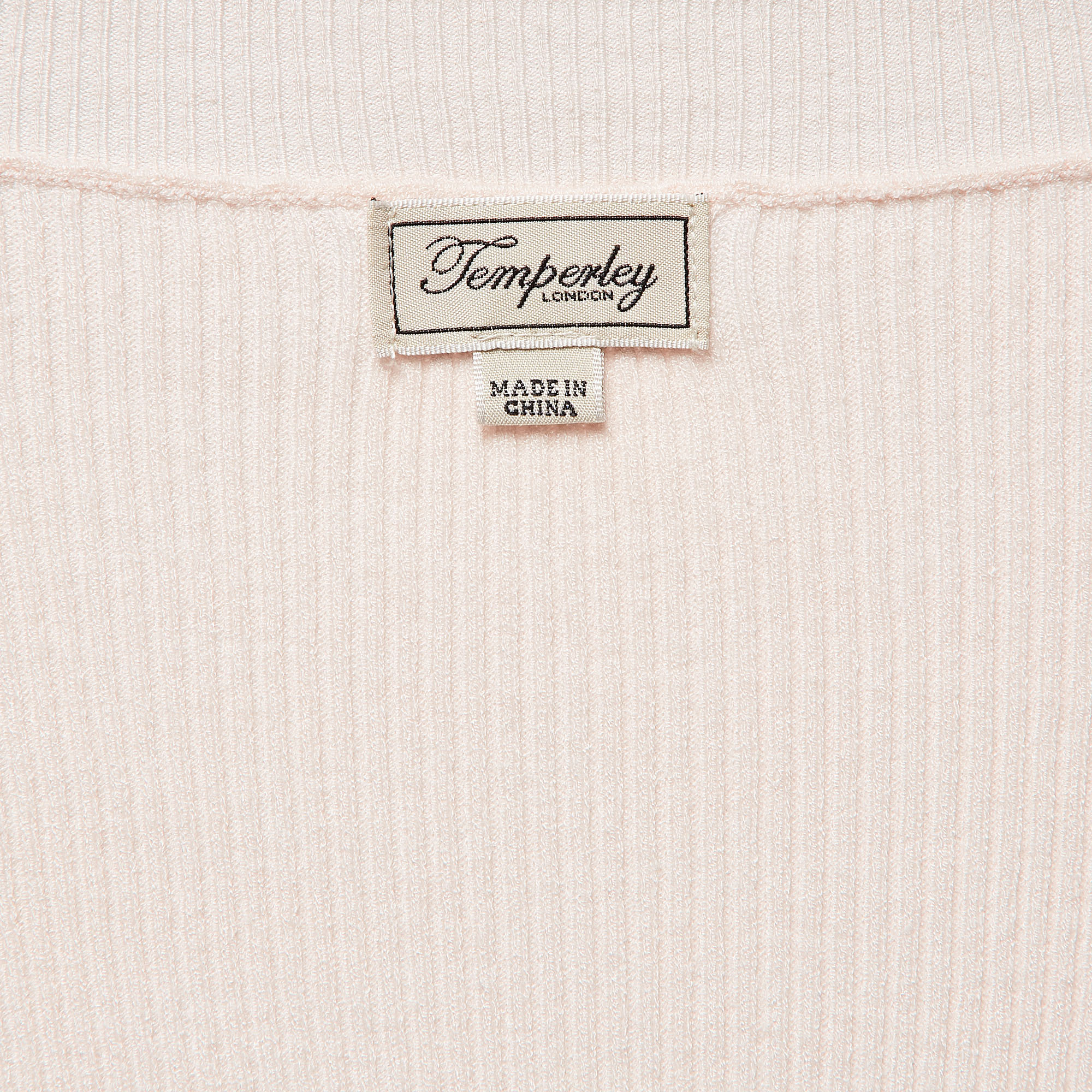 Temperly London Pink Rib Knit Round Neck Sweater M