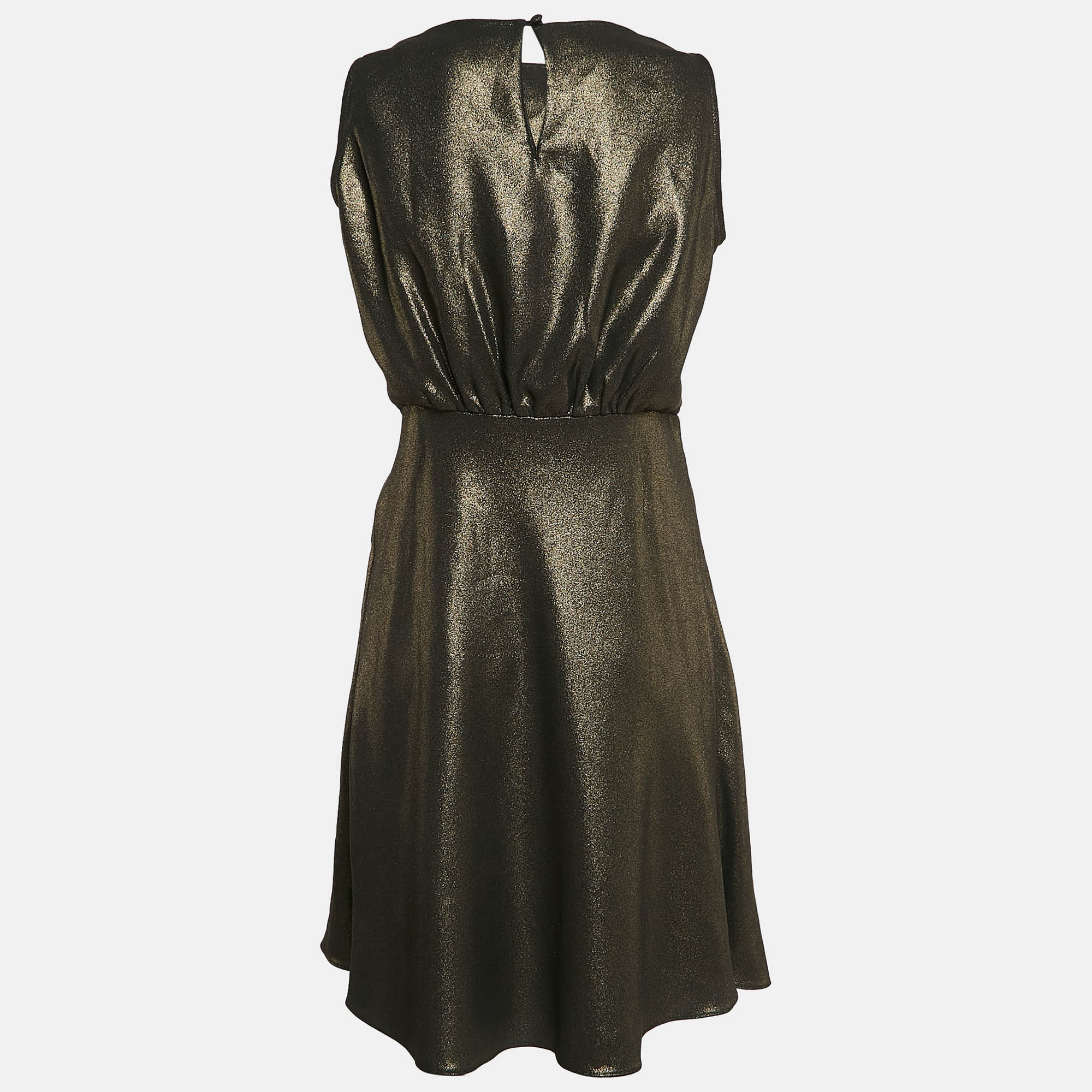 Temperly London Metallic Lamé V-Neck Edom Mini Dress M