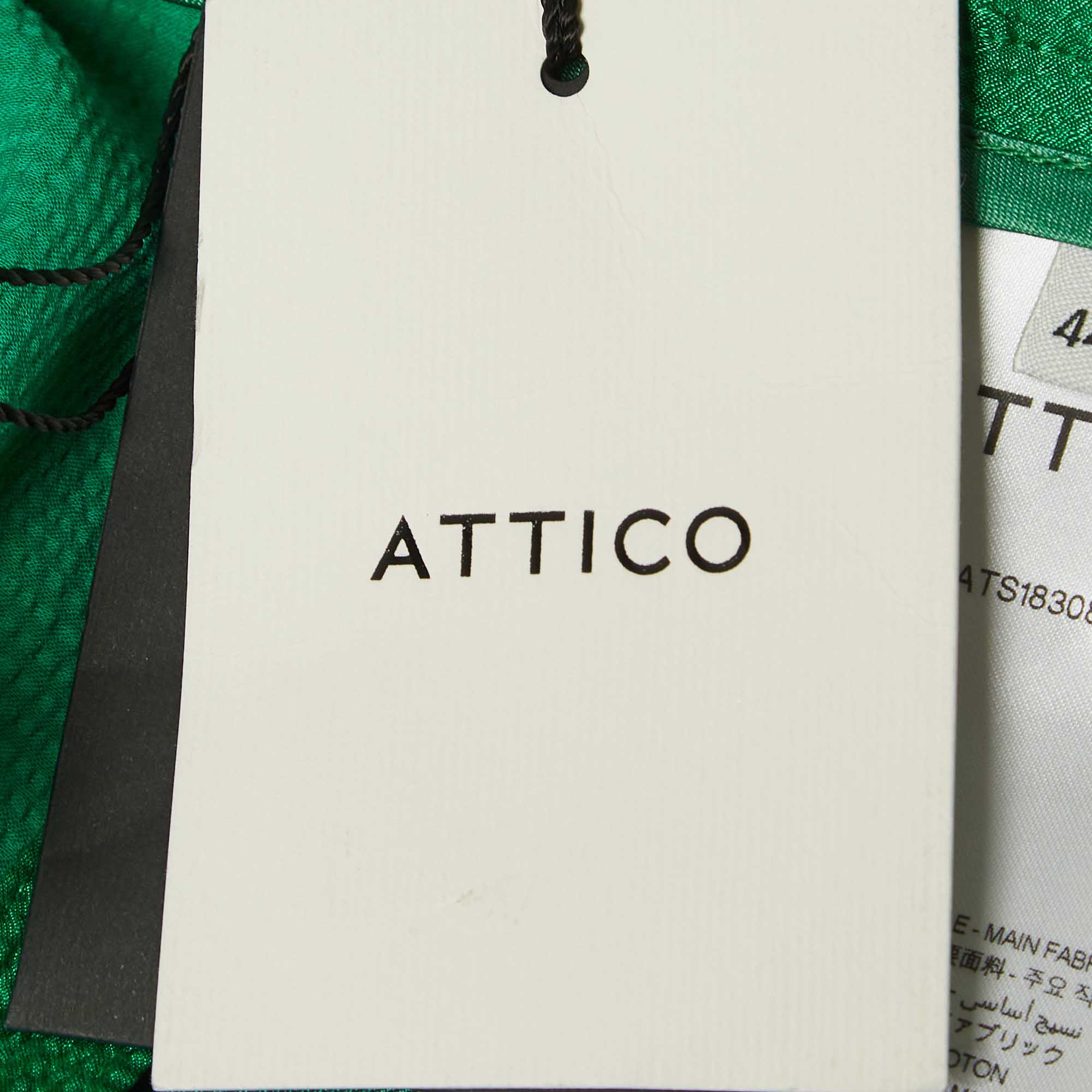 The Attico Green Satin Martellato Wide-Leg Pants M