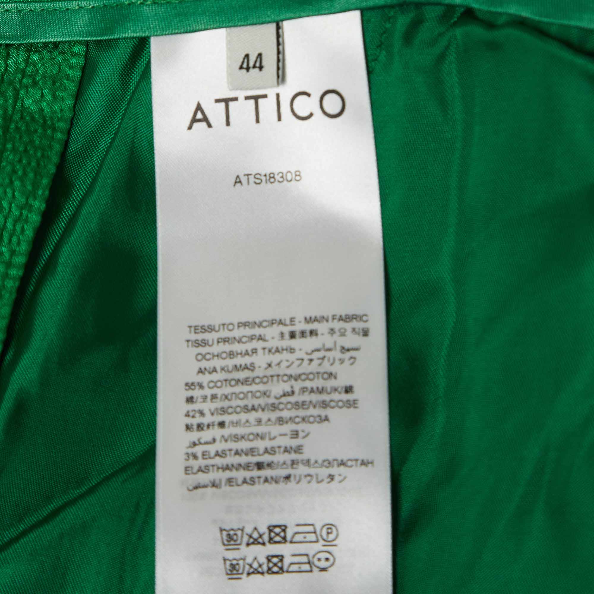 The Attico Green Satin Martellato Wide-Leg Pants M