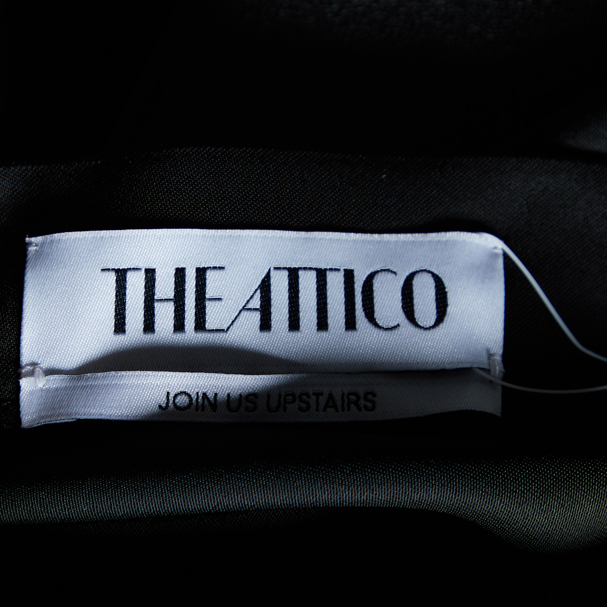The Attico Black Sateen Draped Clasp Detail One Shoulder Dress S
