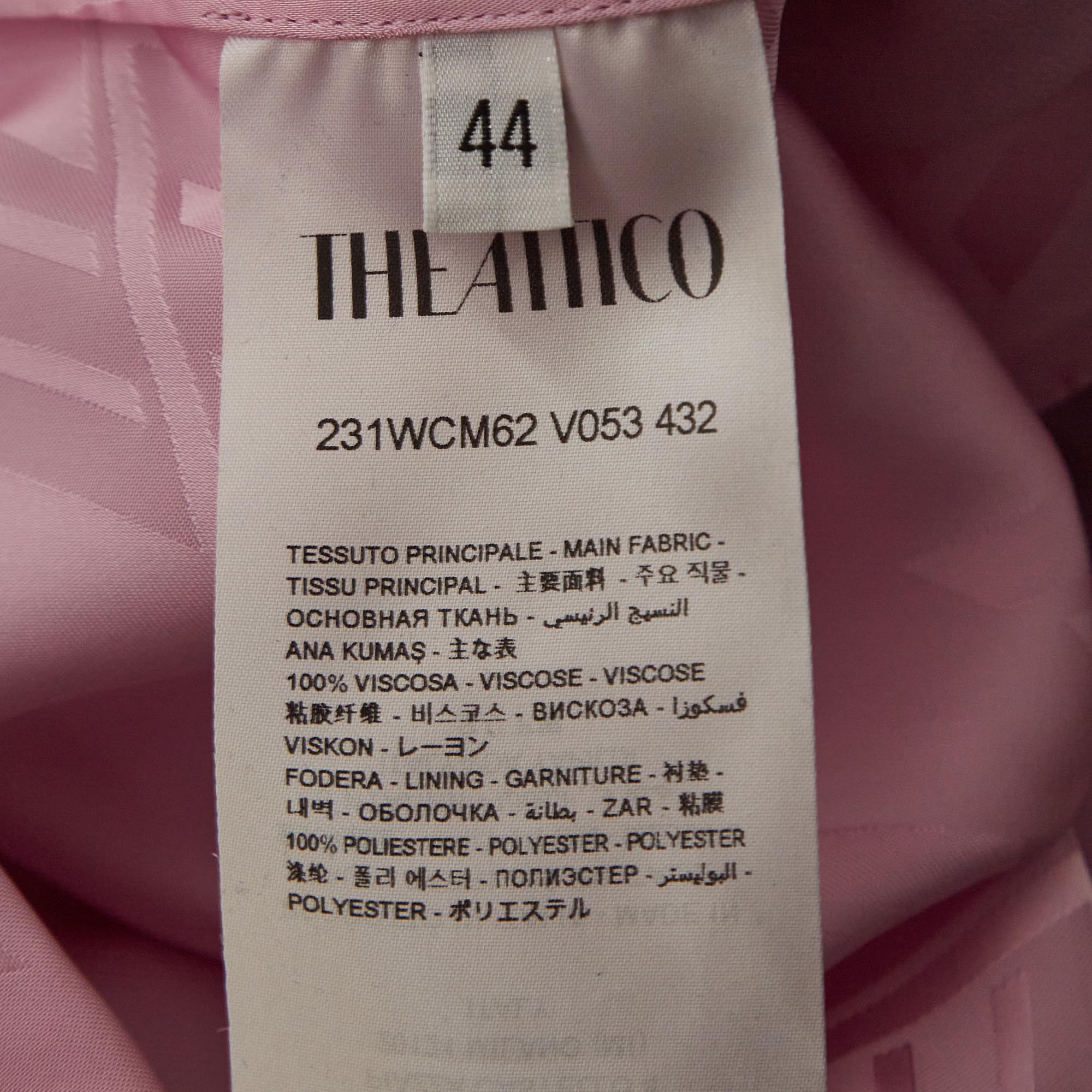 The Attico Pink Satin Slit Detail Charla Midi Dress L