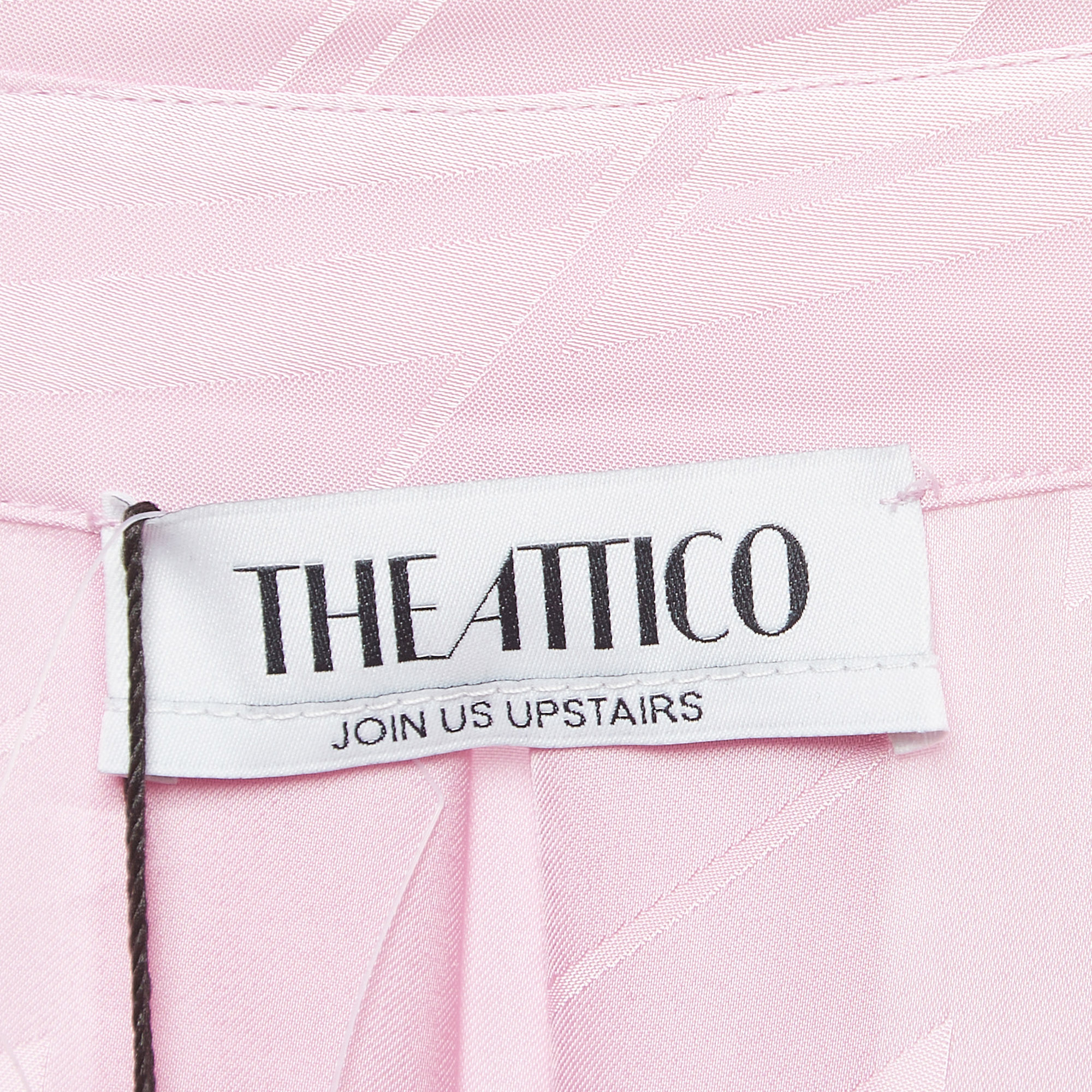 The Attico Pink Satin Slit Detail Charla Midi Dress L