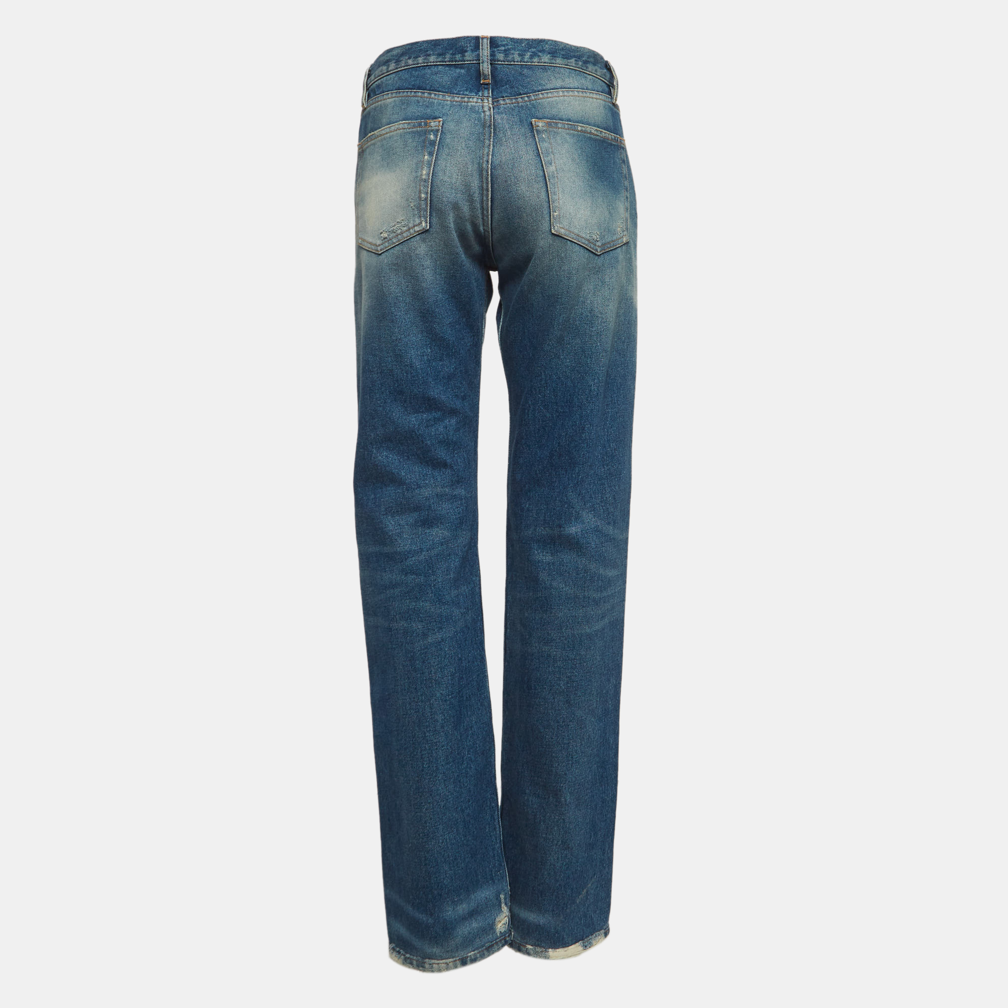 The Attico Blue Washed Denim Distressed Jeans S Waist 27