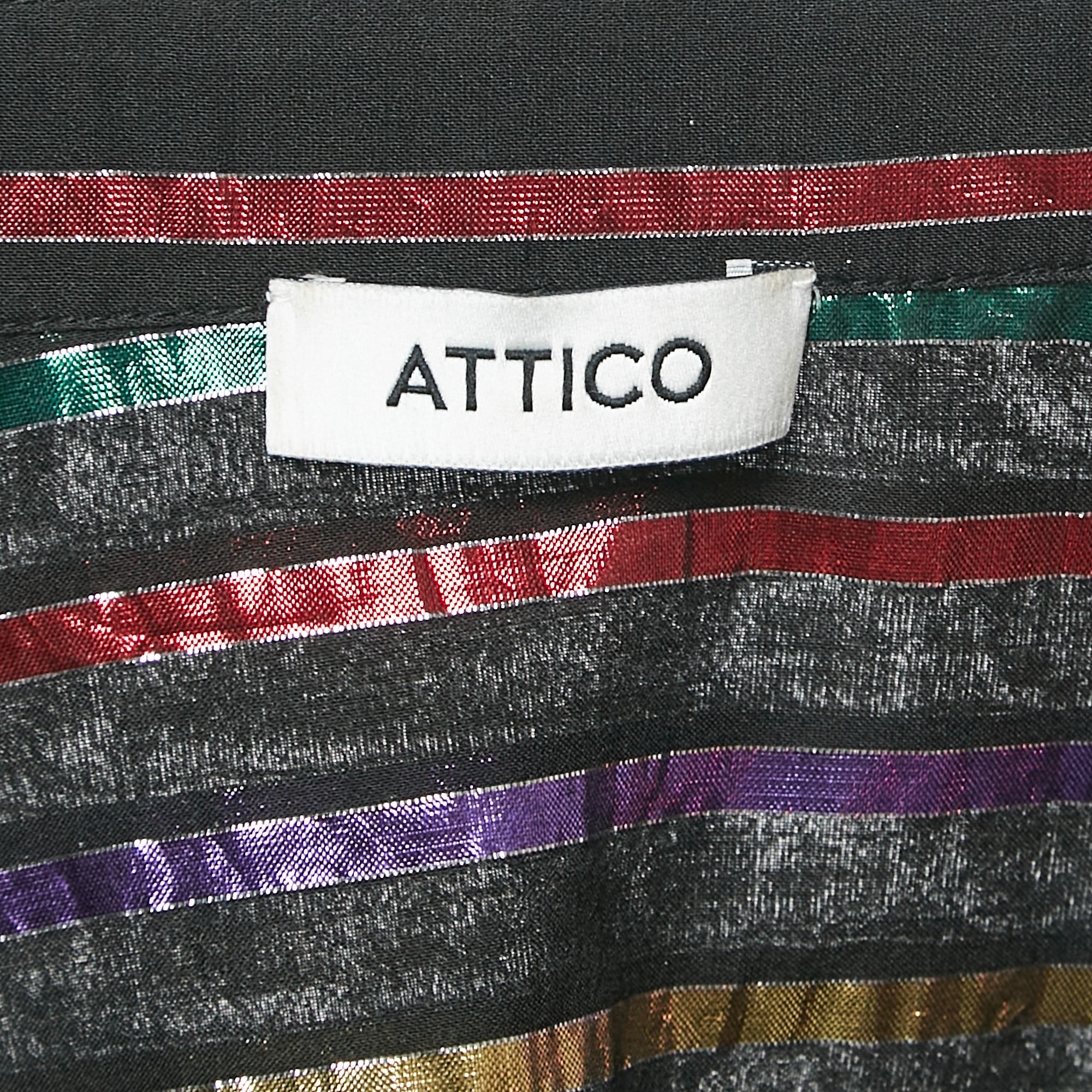 The Attico Black/Metallic Lurex Striped Crepe Shirt L