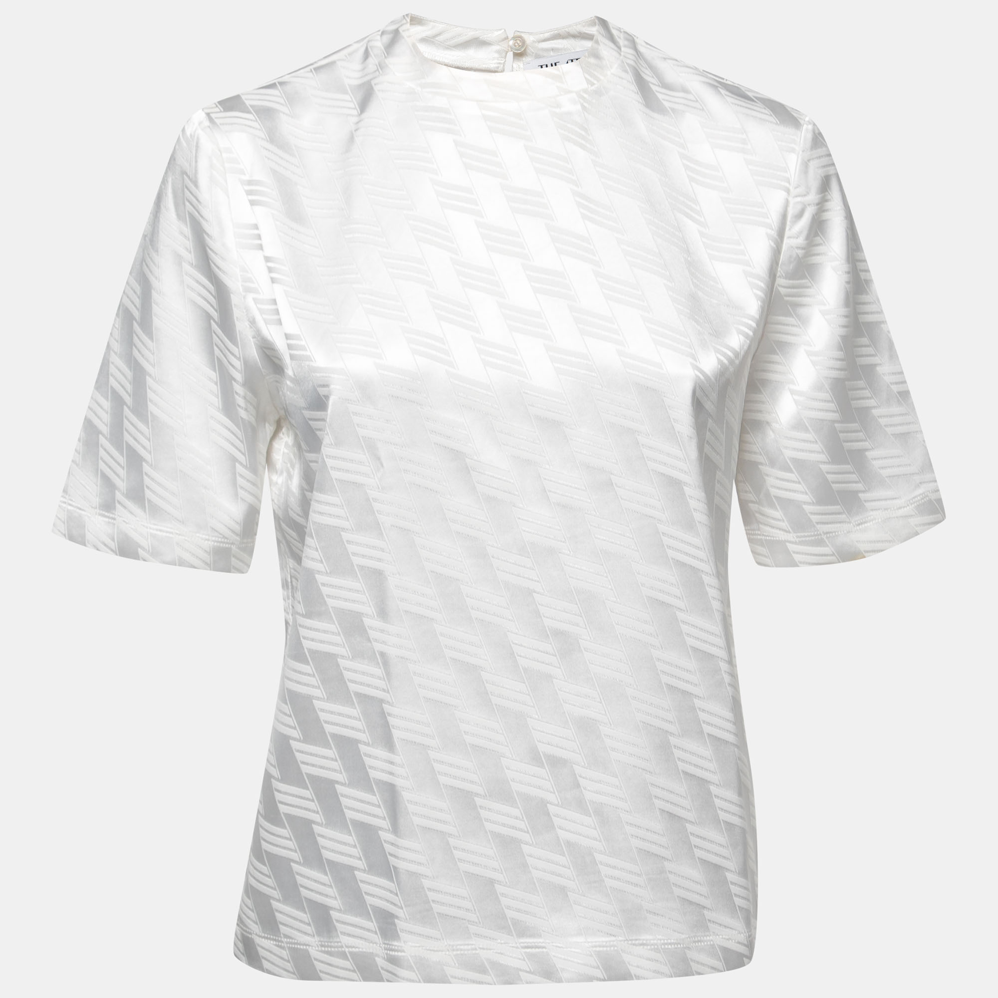 The attico white patterned synthetic half sleeve top xs