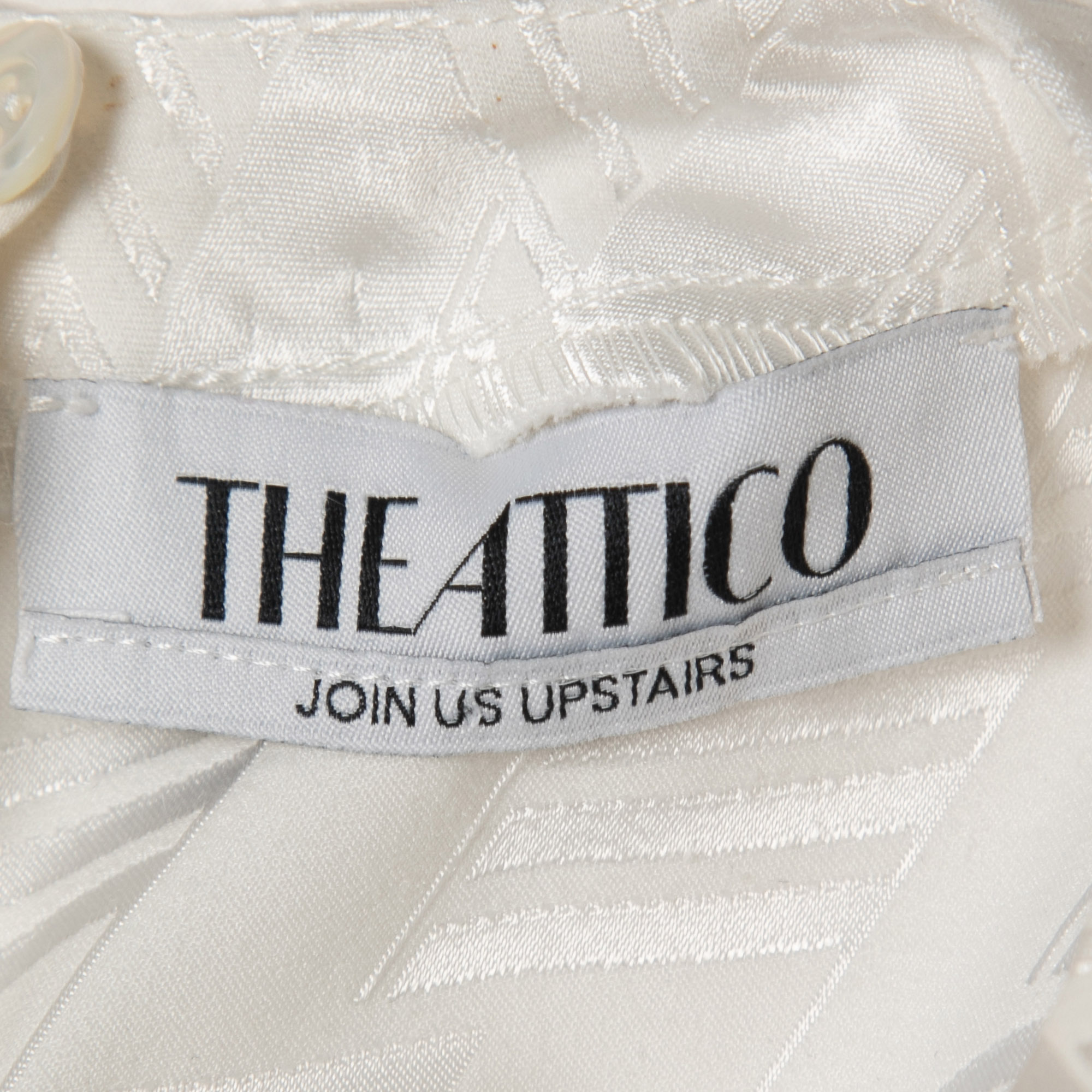 The Attico White Patterned Synthetic Half Sleeve Top XS
