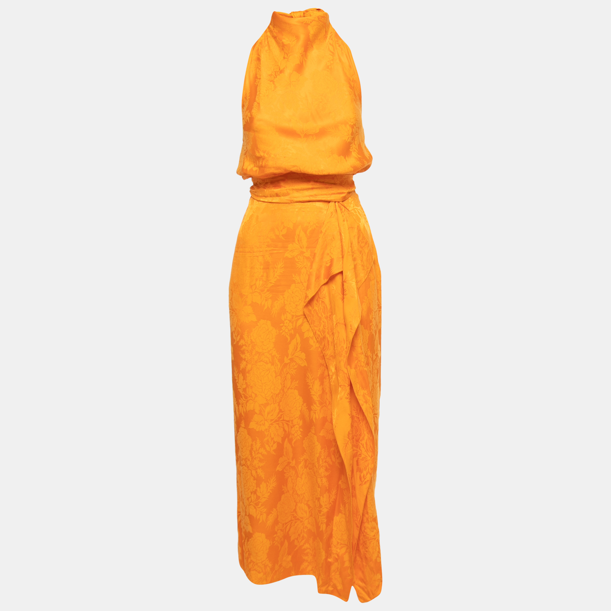 The Attico Orange Floral Jacquard  Skirt & Top Set S