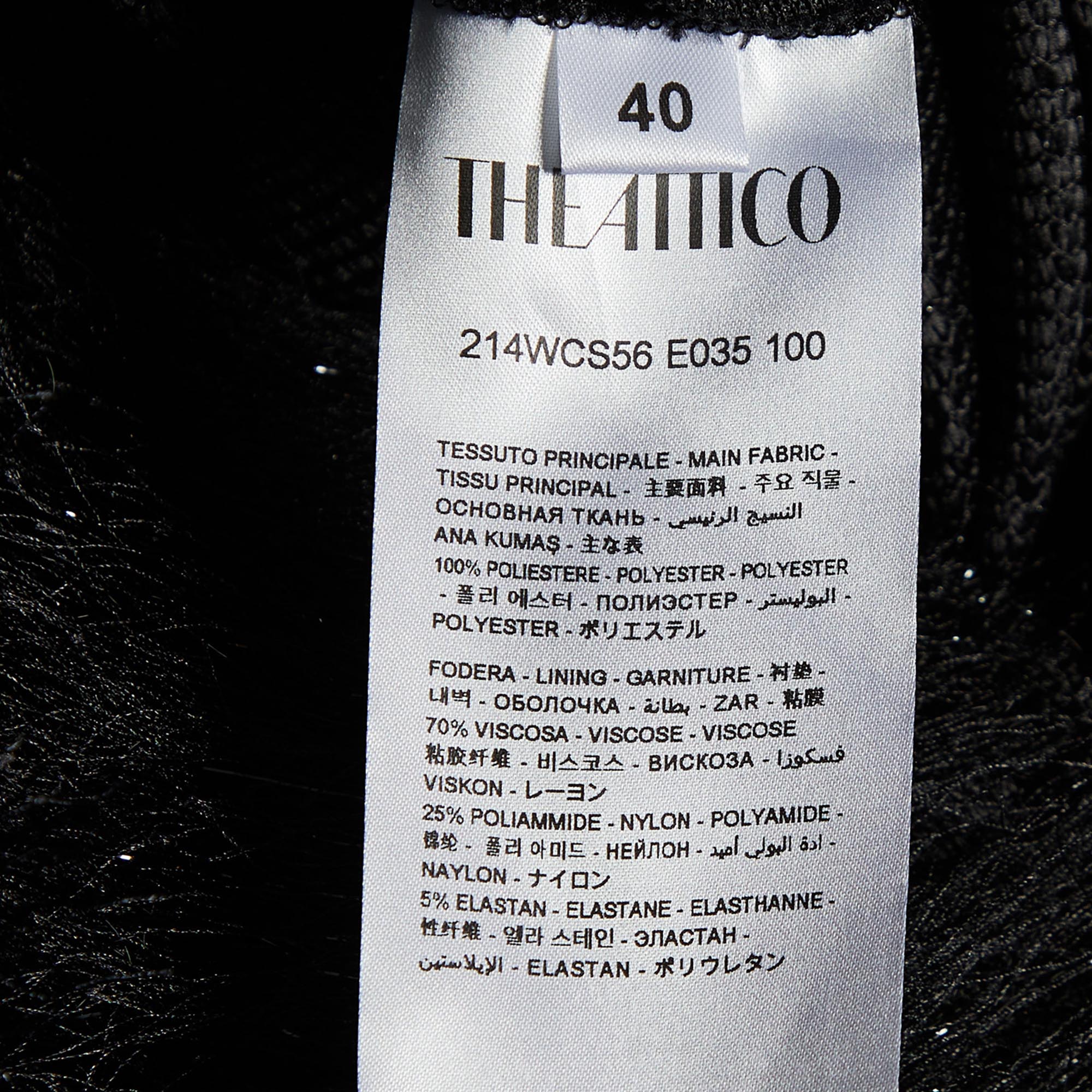 The Attico Black Fringed Midi Skirt S