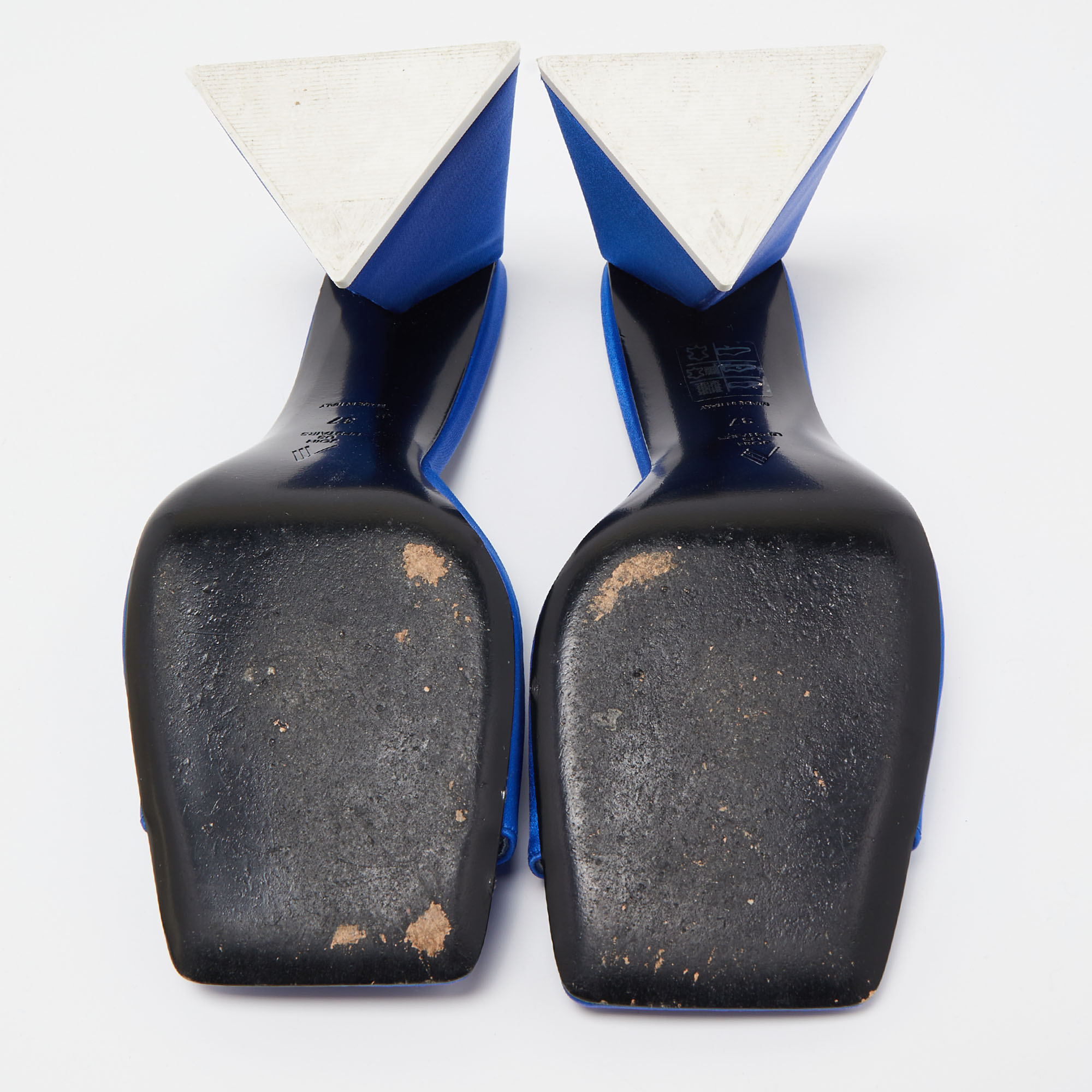 The Attico Blue Satin Devon Slide Sandals Size 37