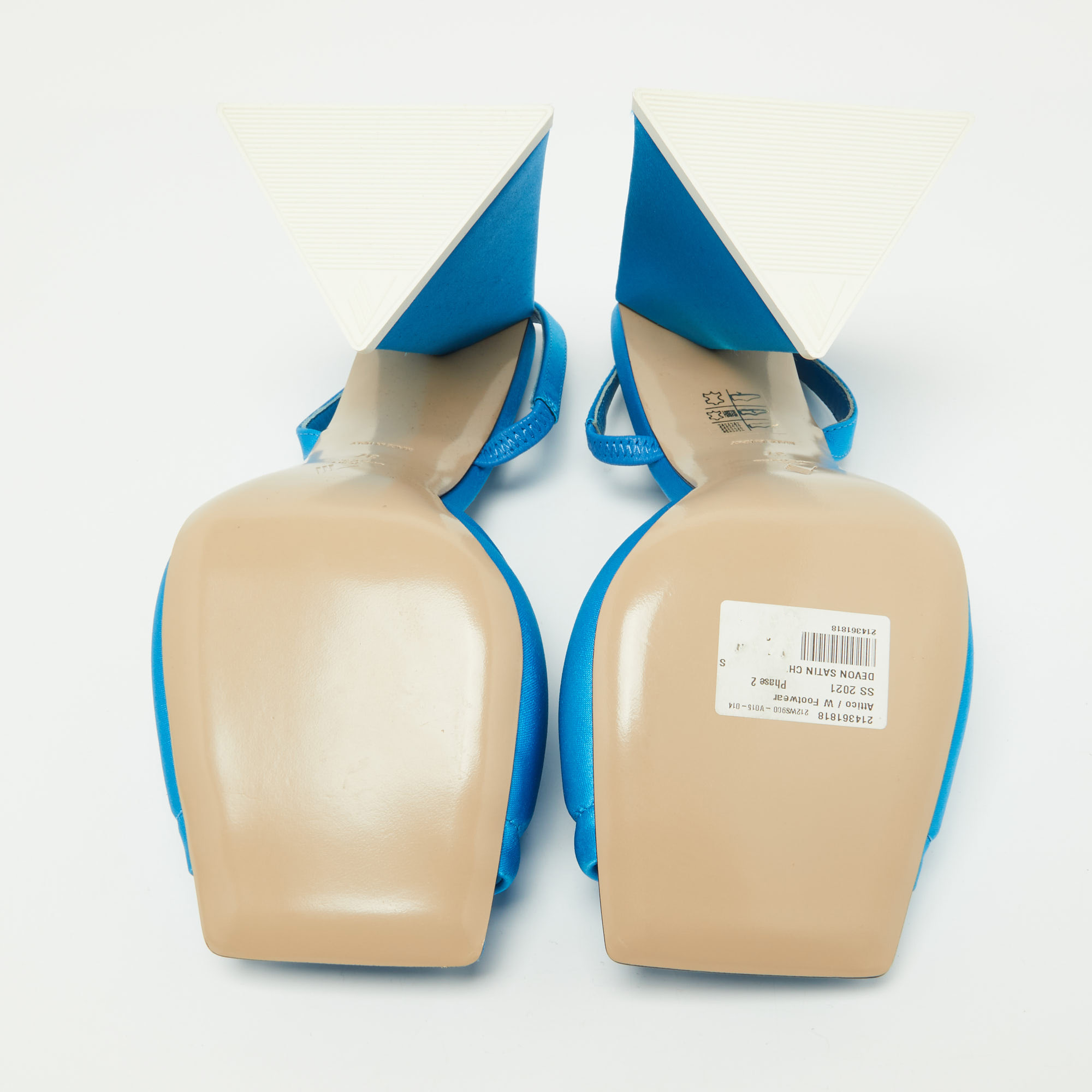 The Attico Blue Satin Devon Ankle Strap Sandals Size 37