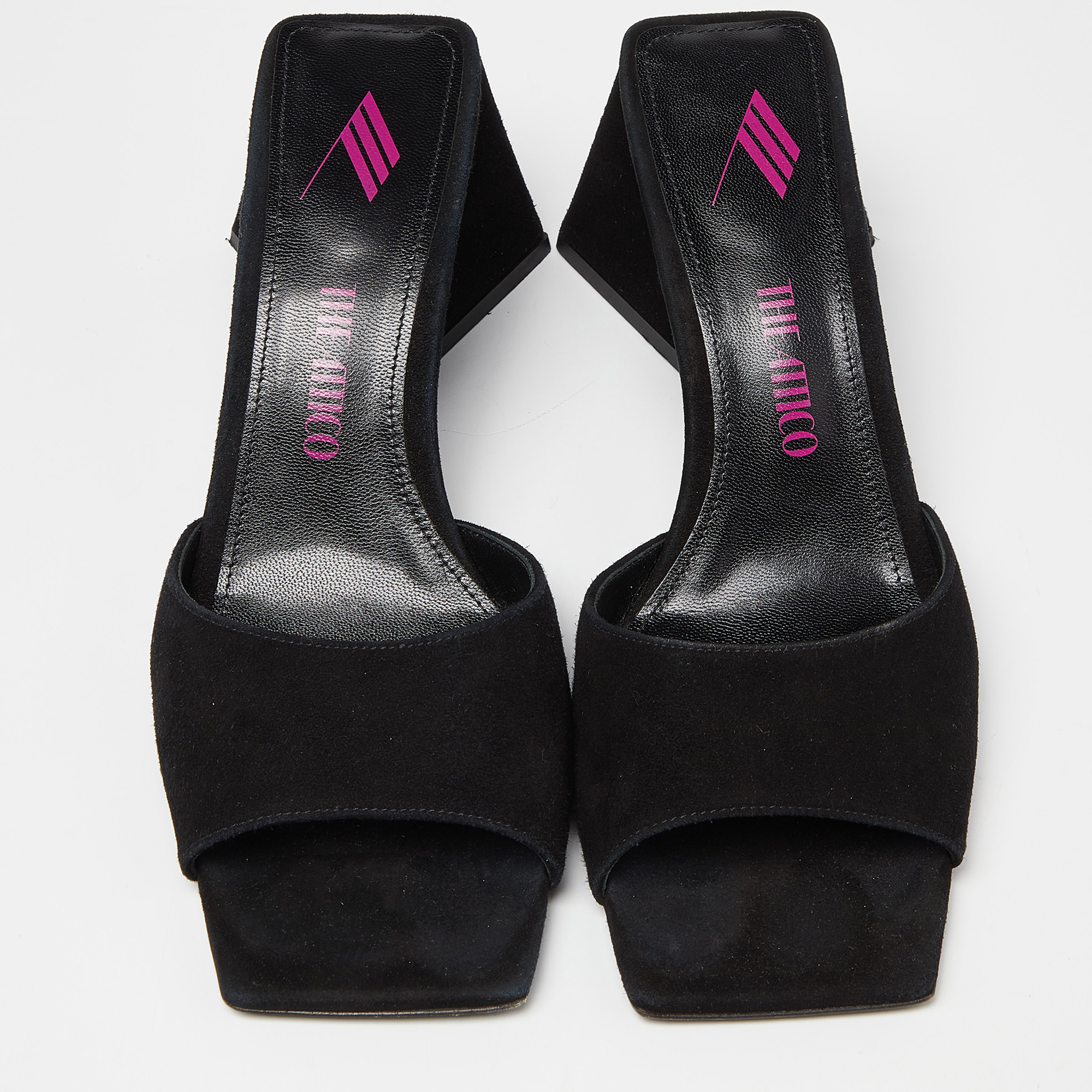 The Attico Black Suede Devon Slide Sandals Size 38.5