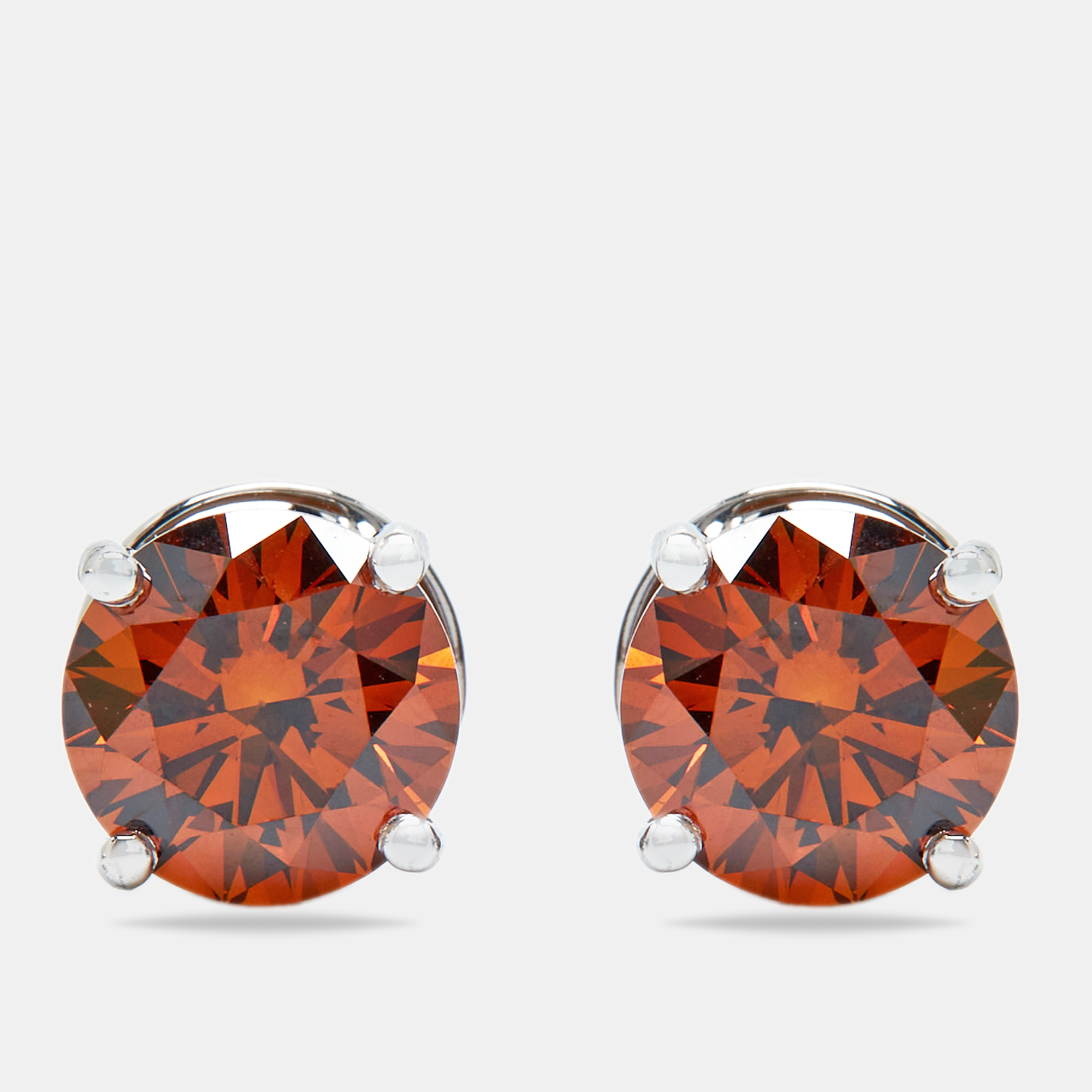 4.00 cts Brownish Orange Round Lab Grown Diamond 18k White Gold Earrings
4.00 cts Brownish Orange Round Lab Grown Diamond 18k White Gold Earrings