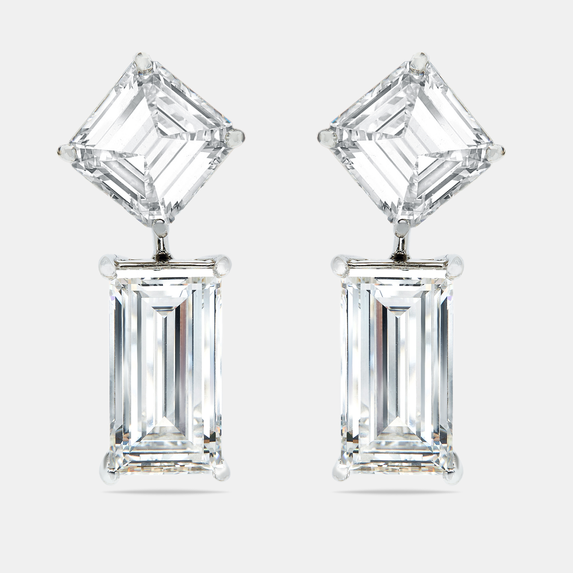 24.00 cts Emerald Cut and Asscher Cut Lab Grown Diamond 18k White Gold Earrings
24.00 cts Emerald Cut and Asscher Cut Lab Grown Diamond 18k White Gold Earrings