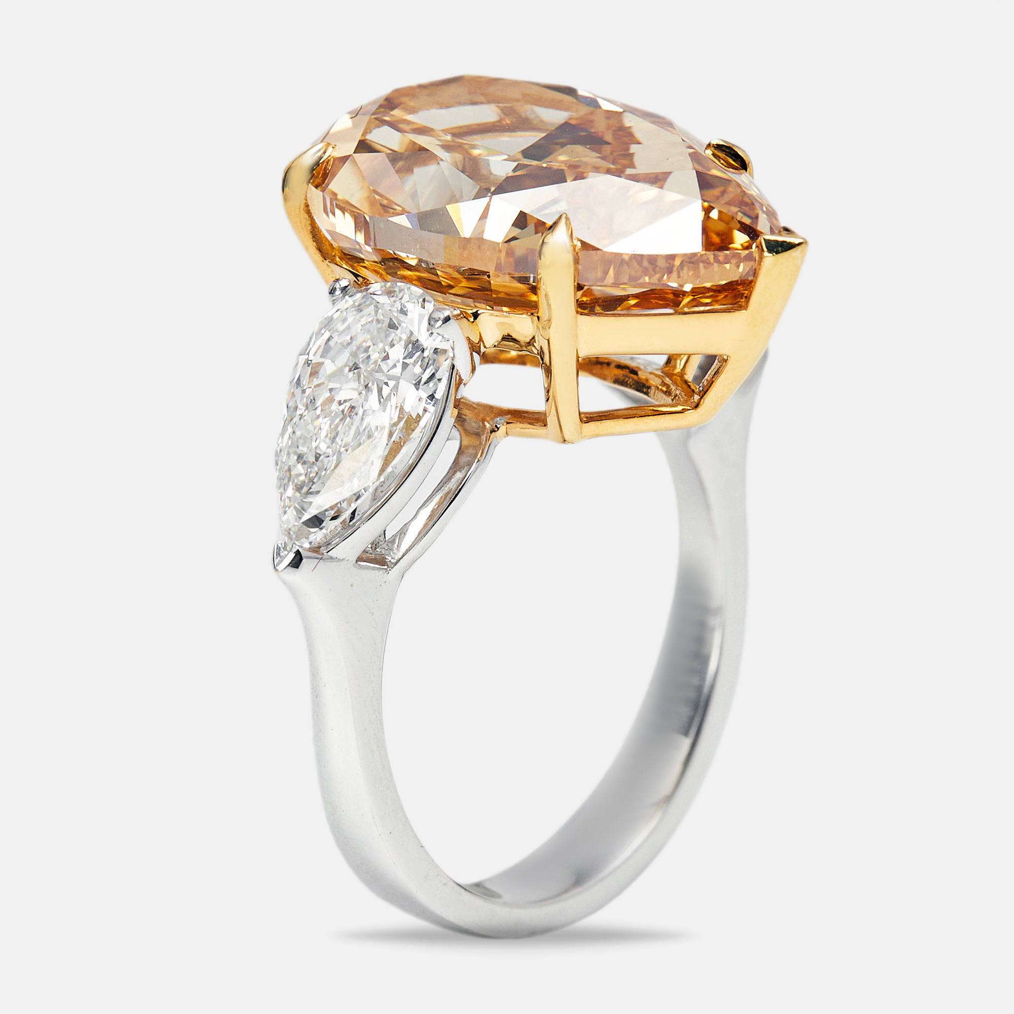 13.16 cts Orange Pear Lab Grown Diamond 18k Two Tone Gold Ring Size
13.16 cts Orange Pear Lab Grown Diamond 18k Two Tone Gold Ring Size