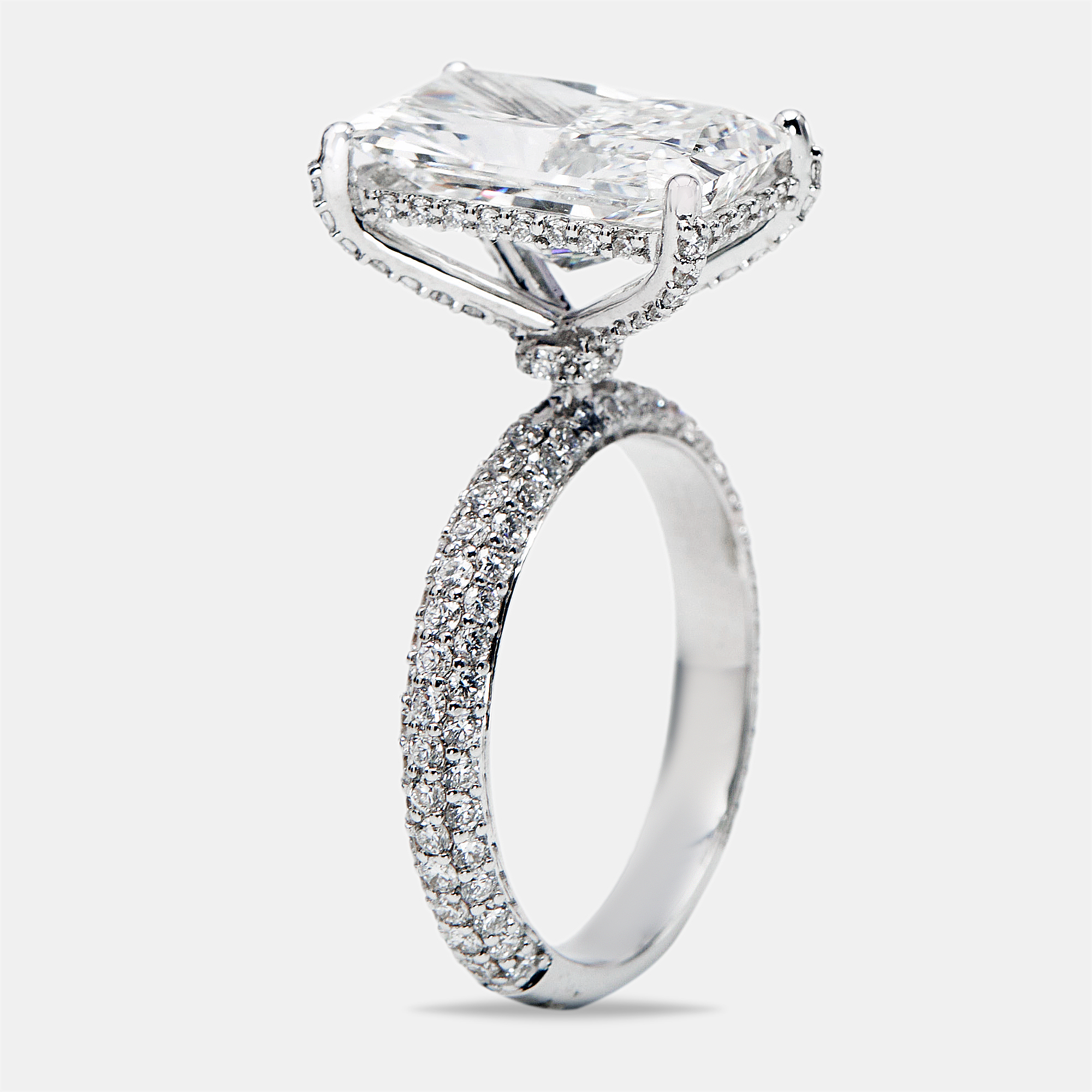 Cts Radiant and Round Lab Grown Diamond 18k Gold Ring Size 52 - The Diamond Edit - Modalova