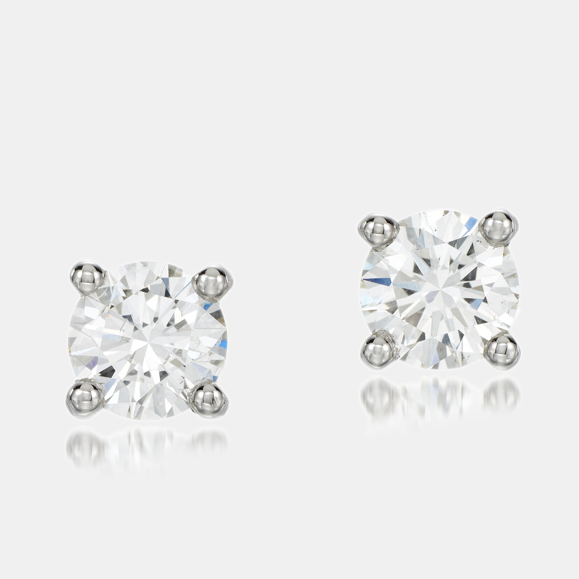 18k White Diamonds 1.60 Ct. Stud Earrings