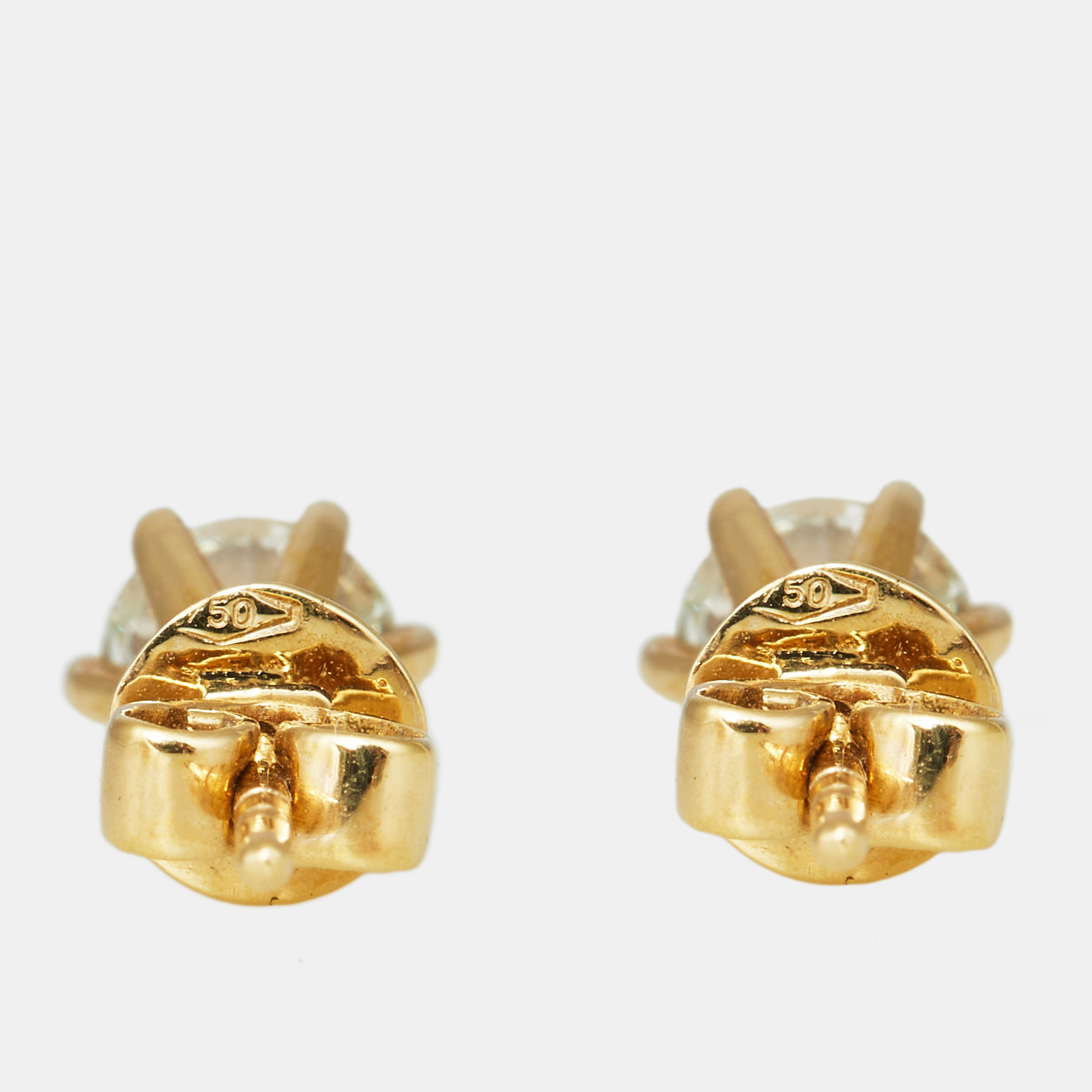 18k Yellow Gold 0.98 Ct Diamond Earrings