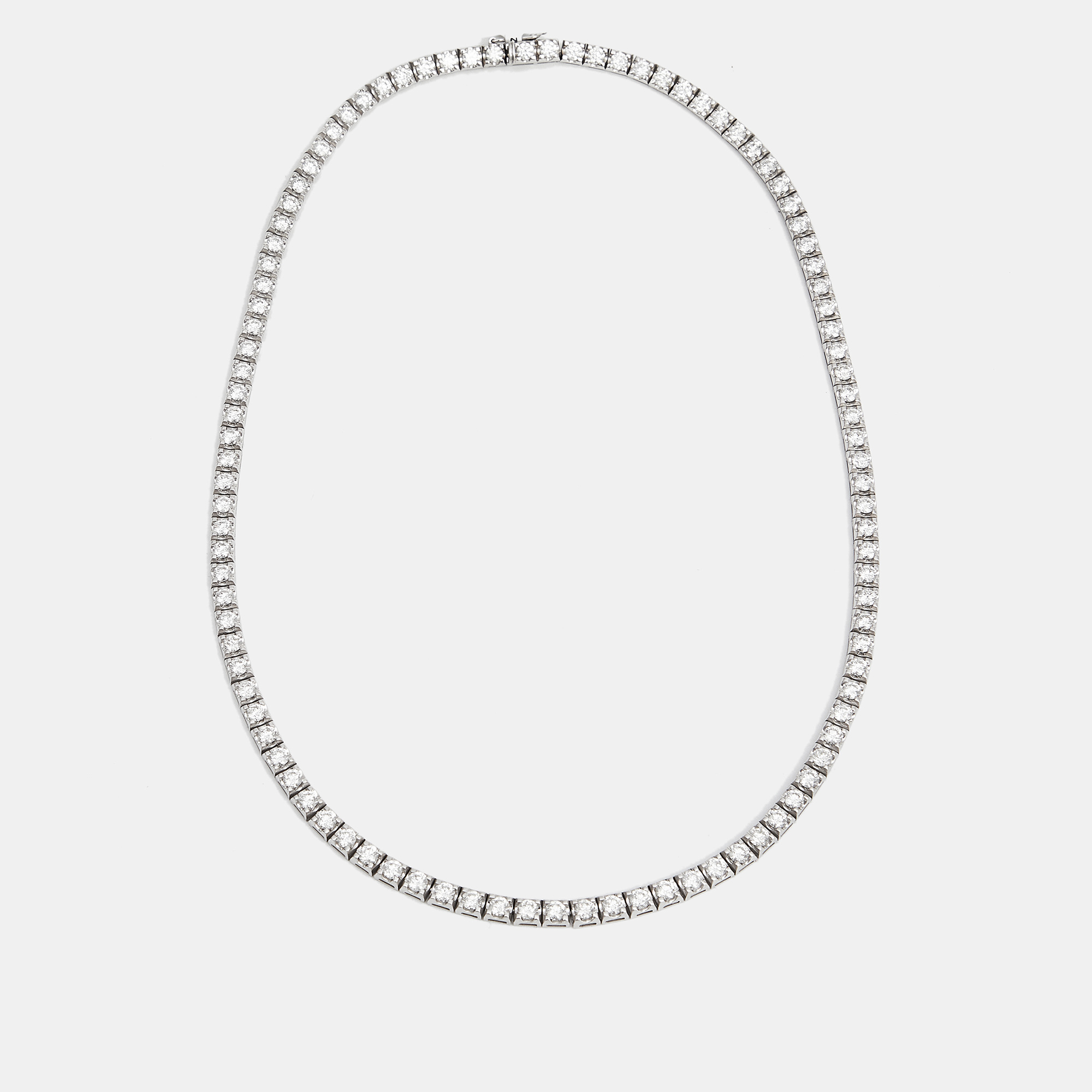 The diamond edit elegant diamond 12.75 cts 18k white gold tennis necklace